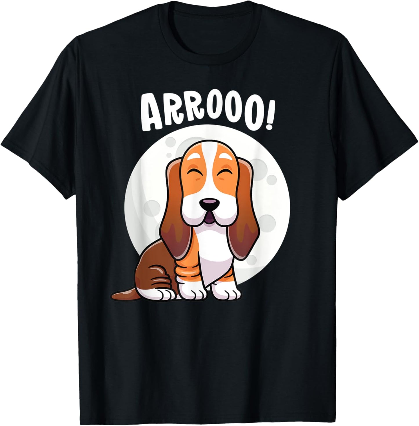 Howling Basset Hound Howl Moon Kawaii Dog Women Kids T-Shirt - T-Shirt | Black
