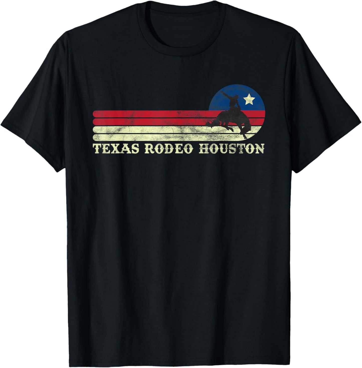 Houston Texas Rodeo Western Vintage Cowboy T-Shirt - T-Shirt | Black