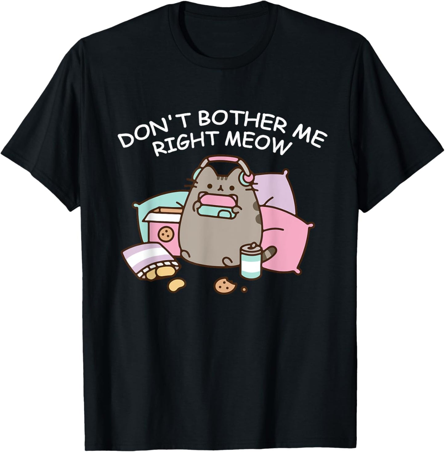 Don't Bother Me Right Meow, Funny Video Gamer and Cat Lover Women Girls Kids T-Shirt - T-Shirt | Black