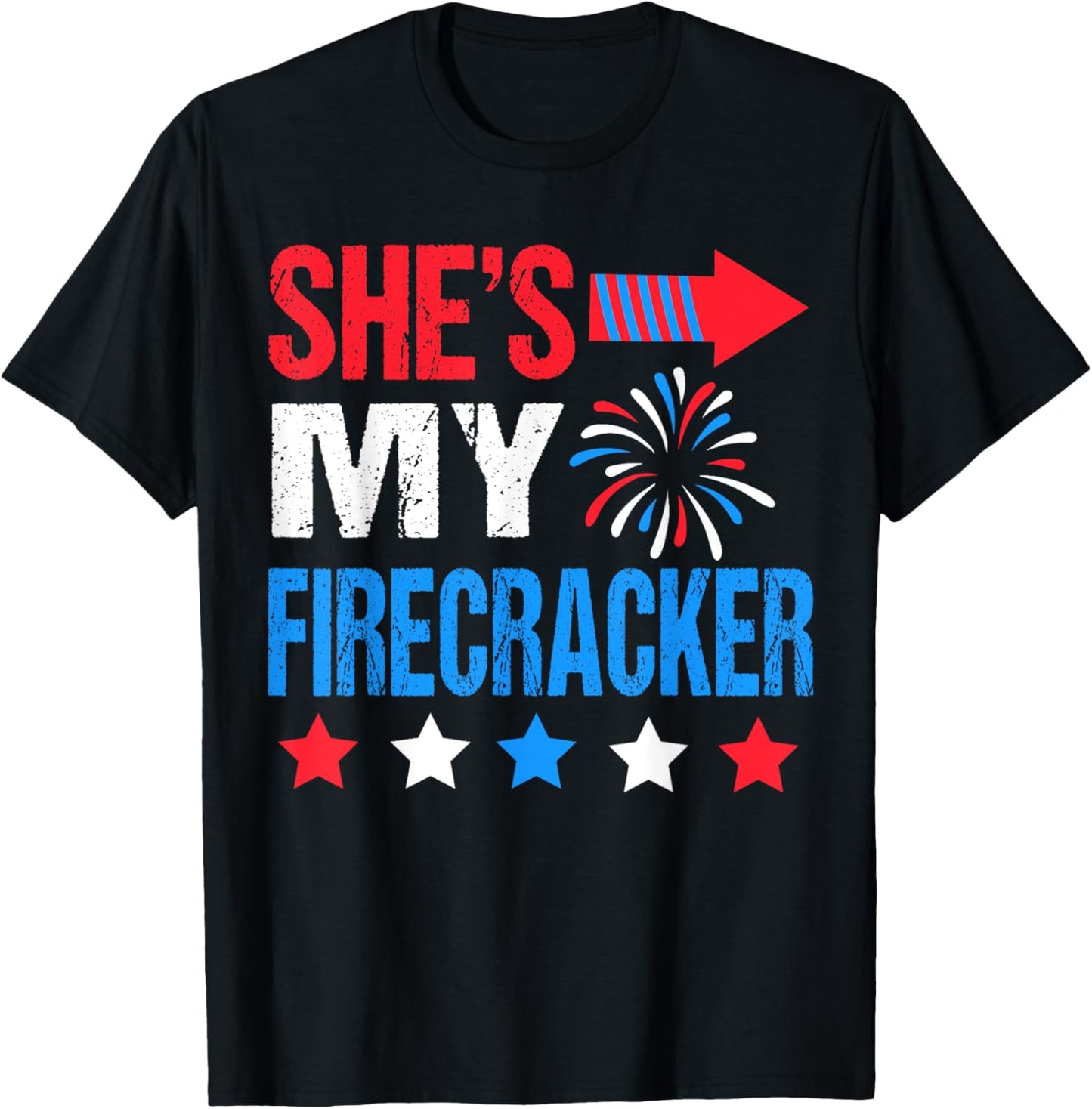 She's My Firecracker Matching 4th of July Shirts For Couples T-Shirt - T-Shirt | Black