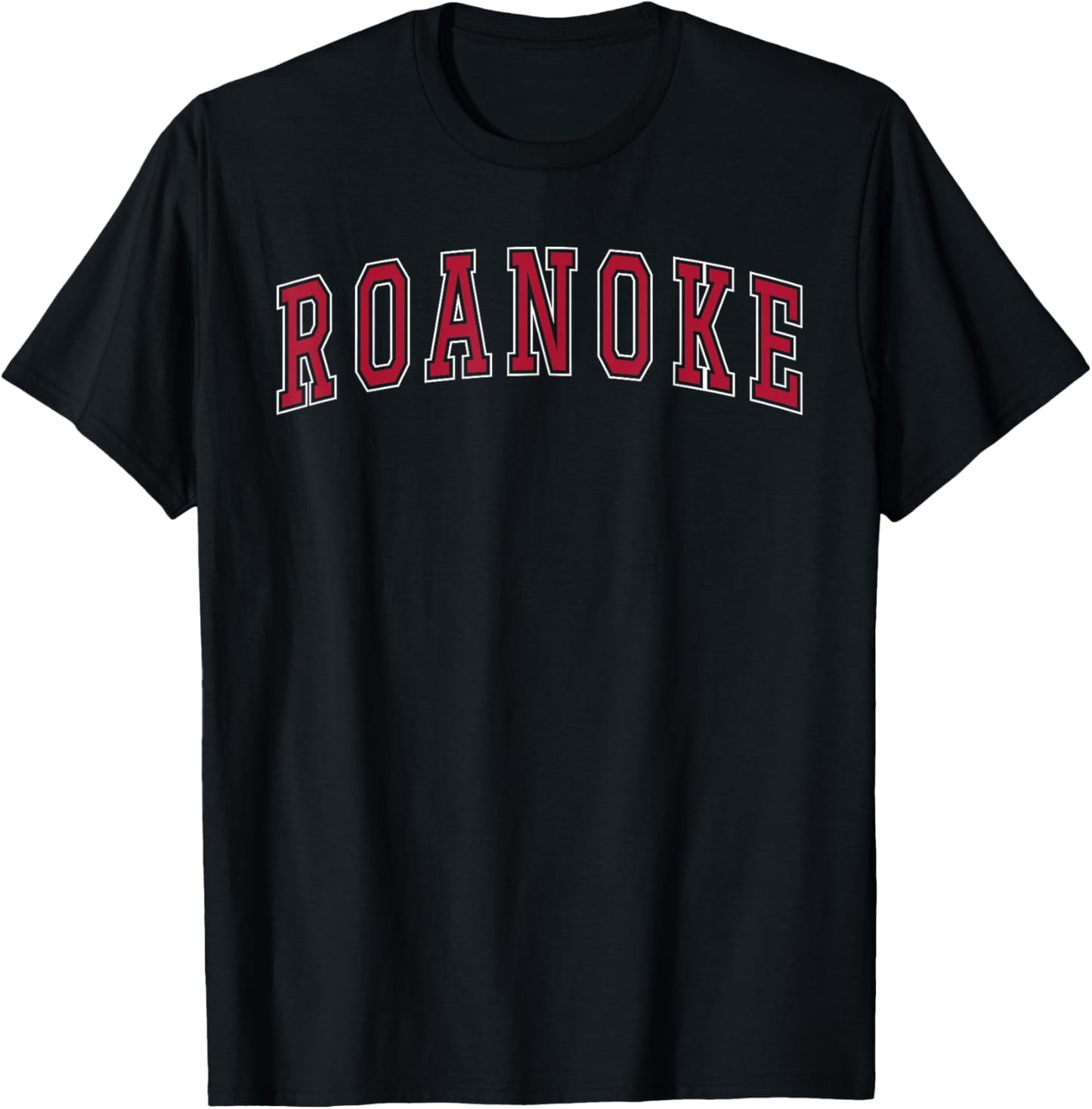 Roanoke Virginia Souvenir Sports College Style Text T-Shirt - T-Shirt | Black