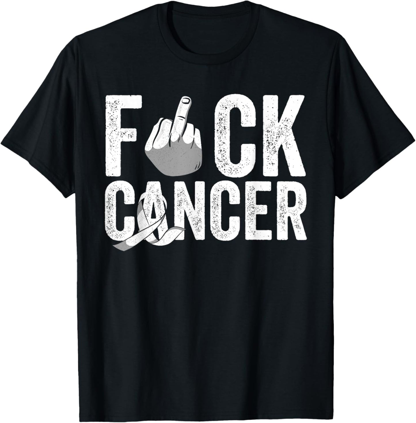 Fuck Lungs Cancer Apparel White Pearl Ribbon Support Fighter T-Shirt - T-Shirt | Black