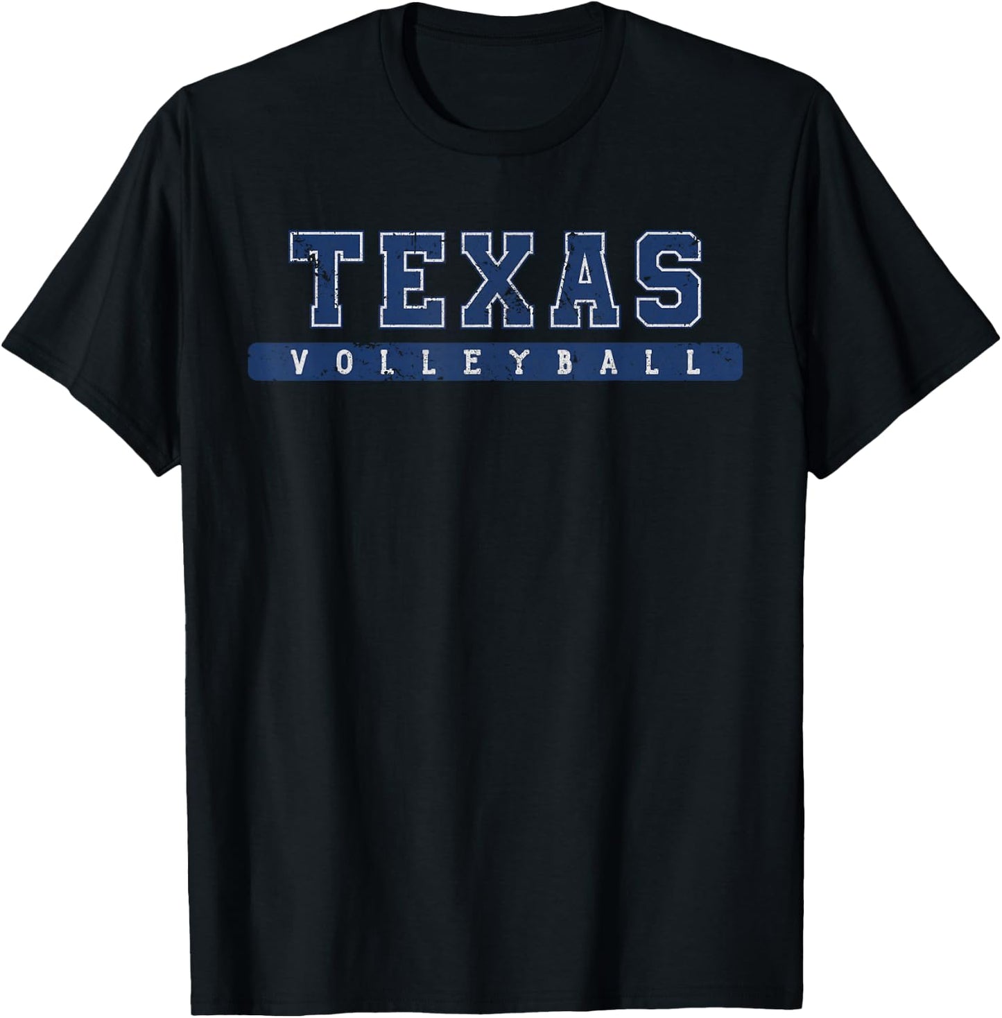 Texas Volleyball Blue Vintage Text T-Shirt - T-Shirt | Black
