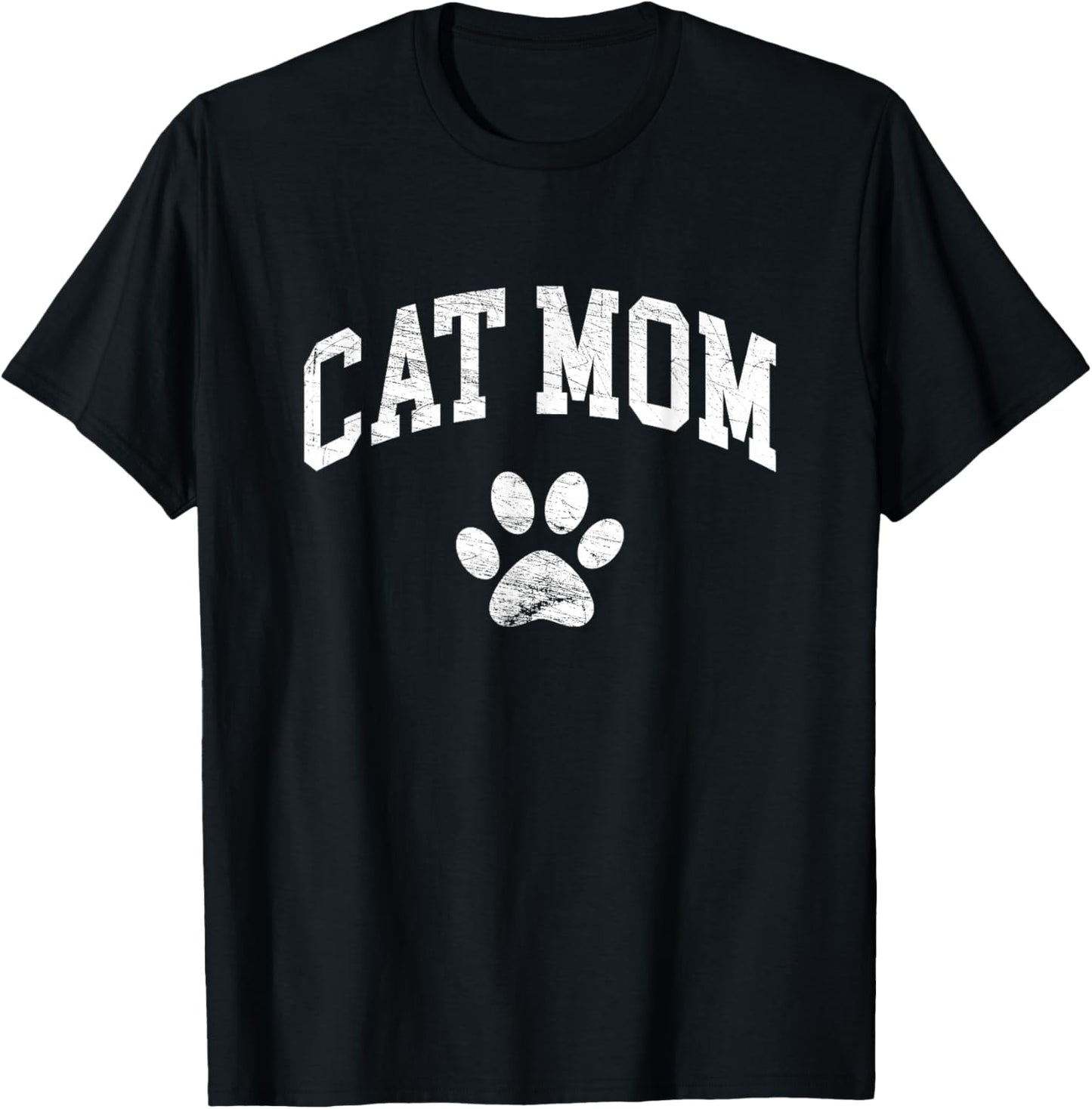 Cat Mom Vintage Distressed Design - Funny Cat Paw - Classic T-Shirt - T-Shirt | Black