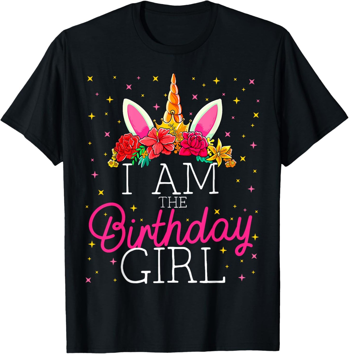 I Am the Birthday Girl Unicorn Girls Matching Family T-Shirt - T-Shirt | Black
