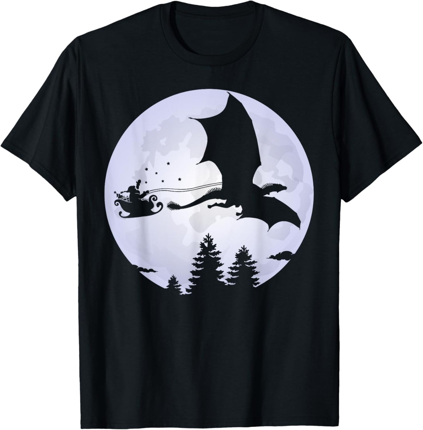 Santa Dragon Sleigh, Christmas Santa Dragon Full Moon Men's T-Shirt - T-Shirt | Black