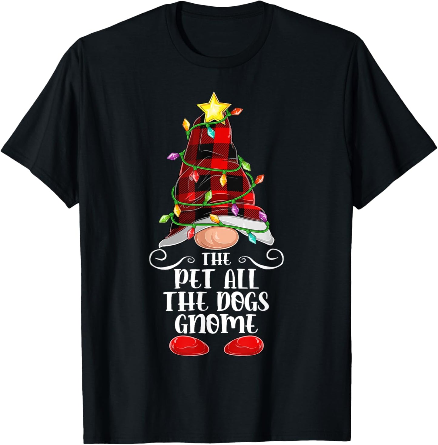 The Pet All The Dogs Gnome Matching Family Group Christmas T-Shirt - T-Shirt | Black