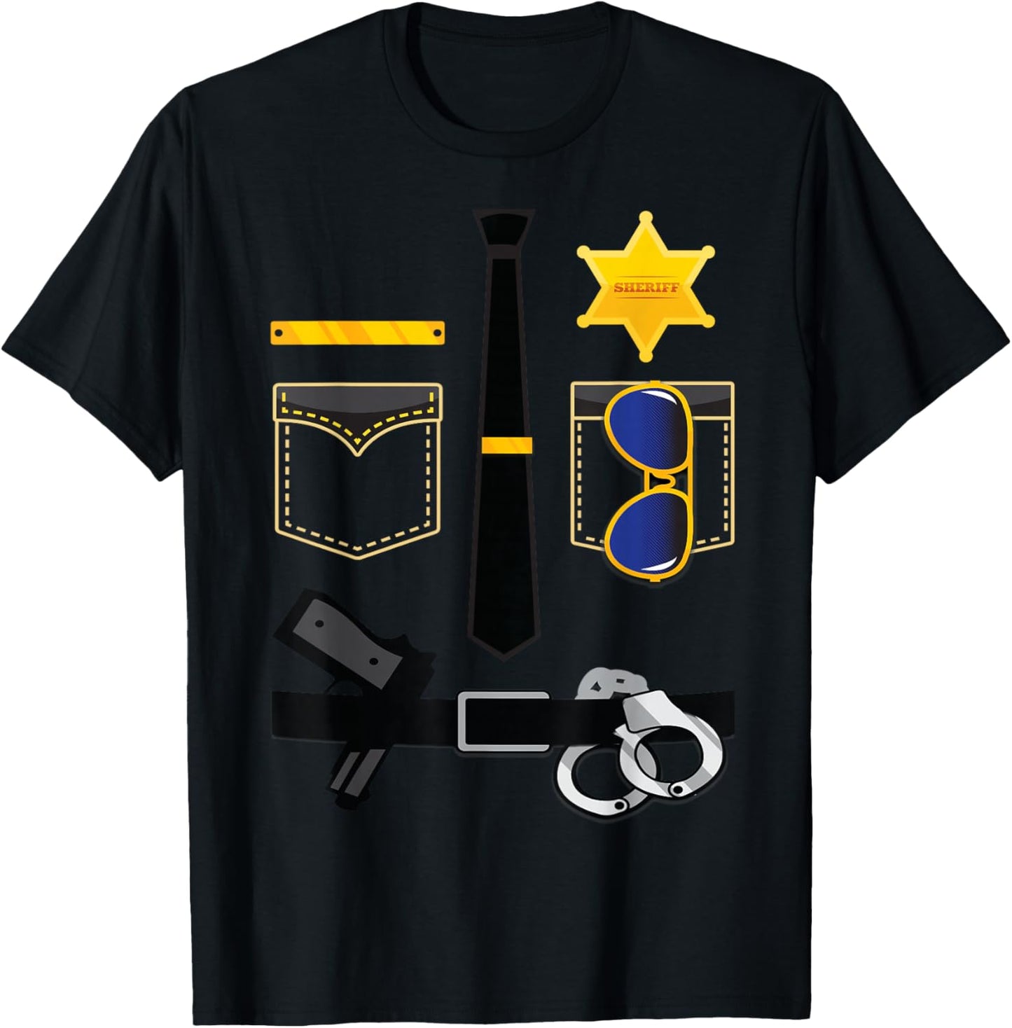 Police Sheriff Uniform Funny Halloween Costume Kids Boys Men T-Shirt - T-Shirt | Black