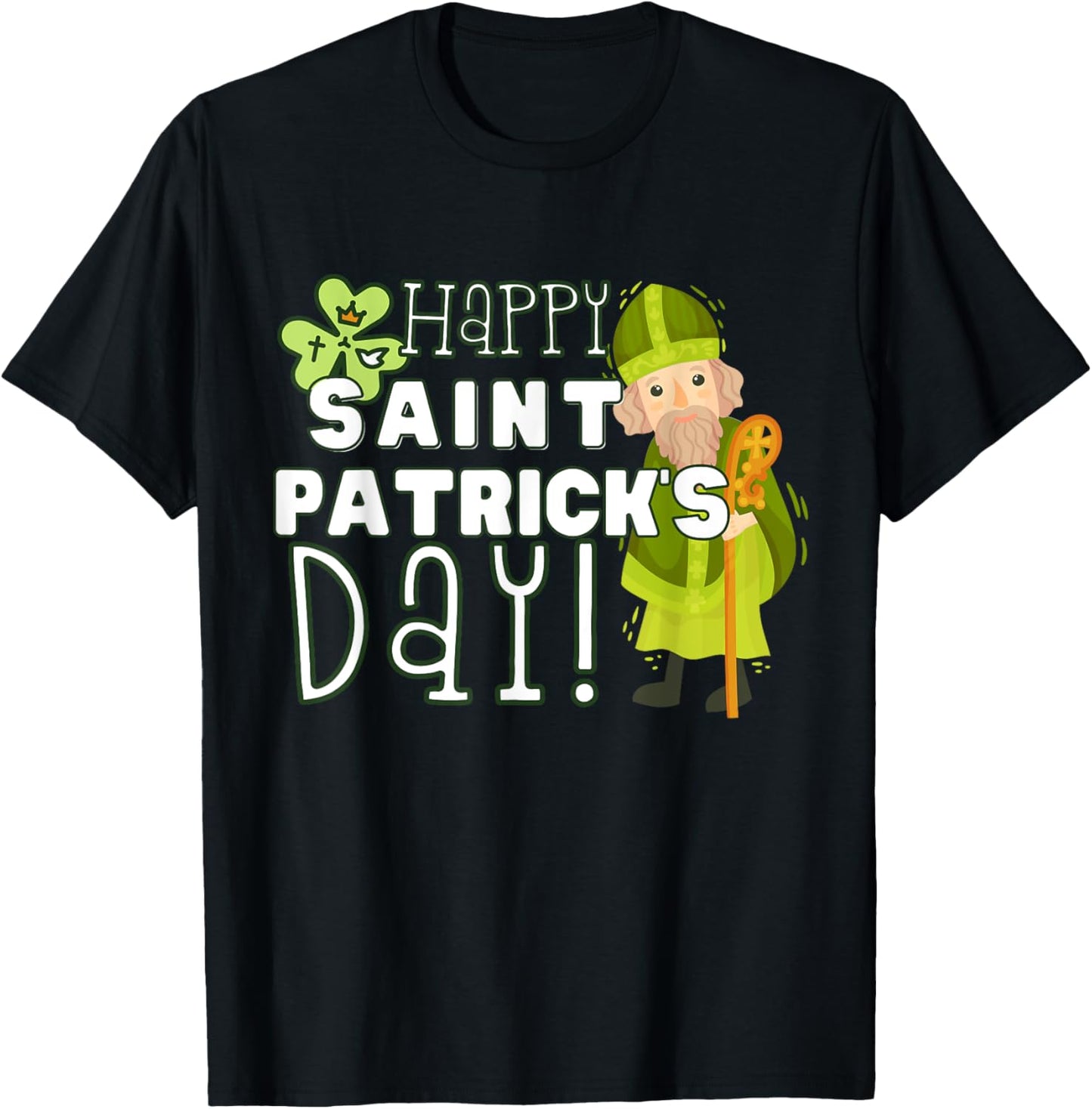 Happy St Patrick's Day Catholic Saint Ireland Girl Boy Kid T-Shirt - T-Shirt | Black