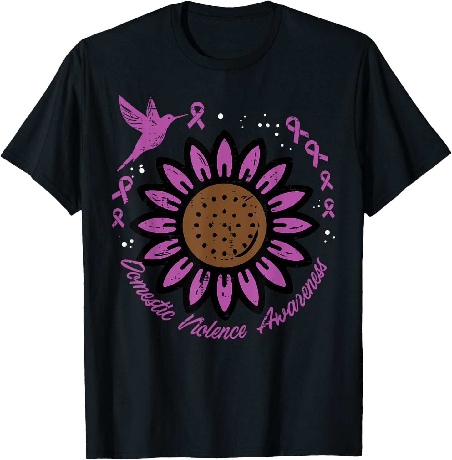 Domestic Violence Awareness Sunflower Bird Men Women Kids T-Shirt - T-Shirt | Black
