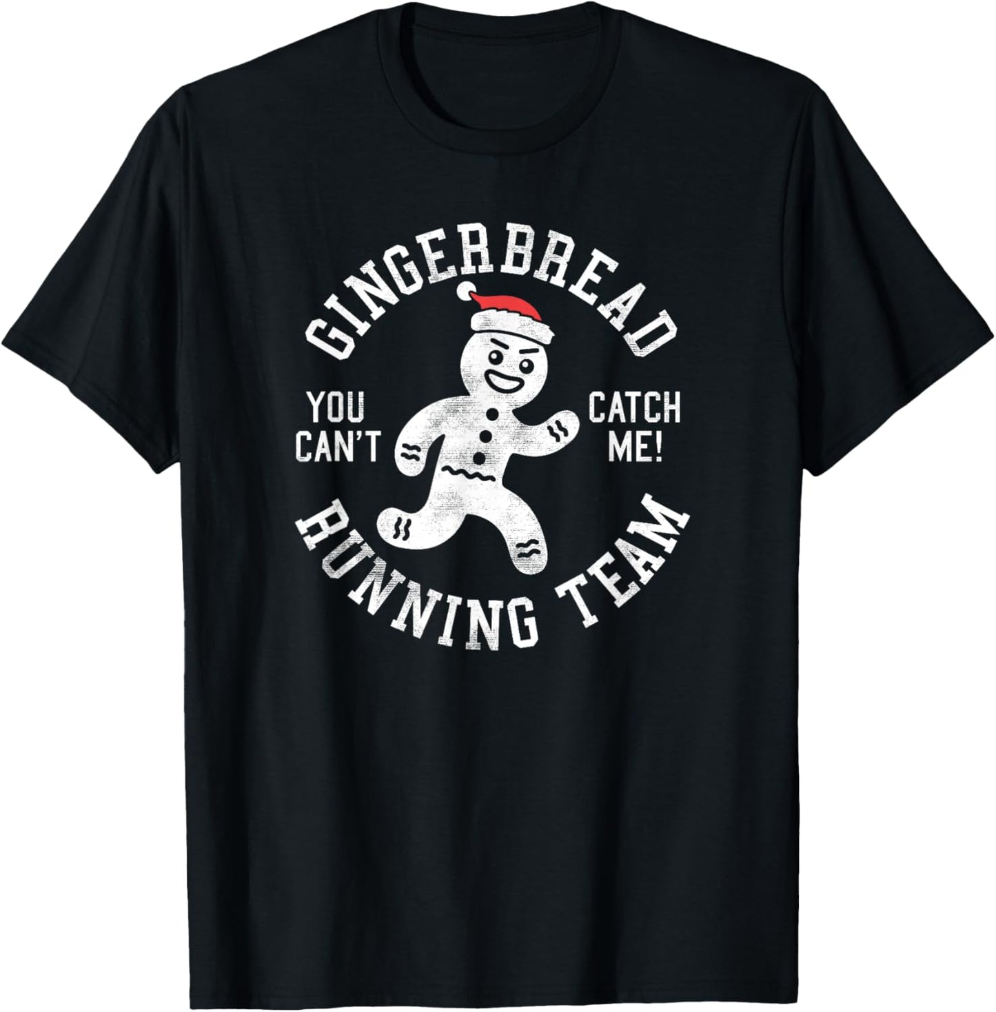 Trendy Gingerbread Running Team Christmas Humour T-Shirt - T-Shirt | Black