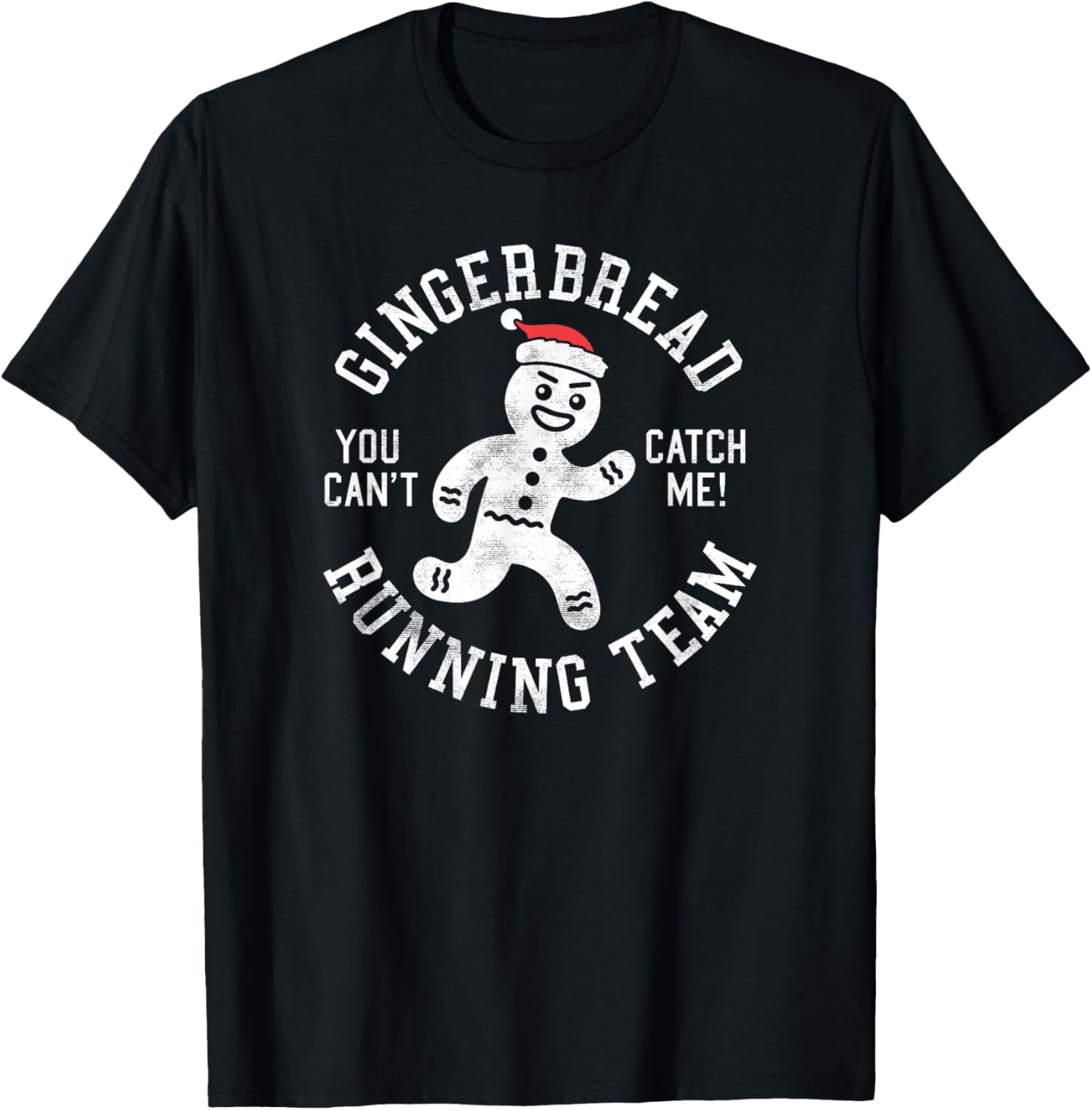 Trendy Gingerbread Running Team Christmas Humour T-Shirt - T-Shirt | Black