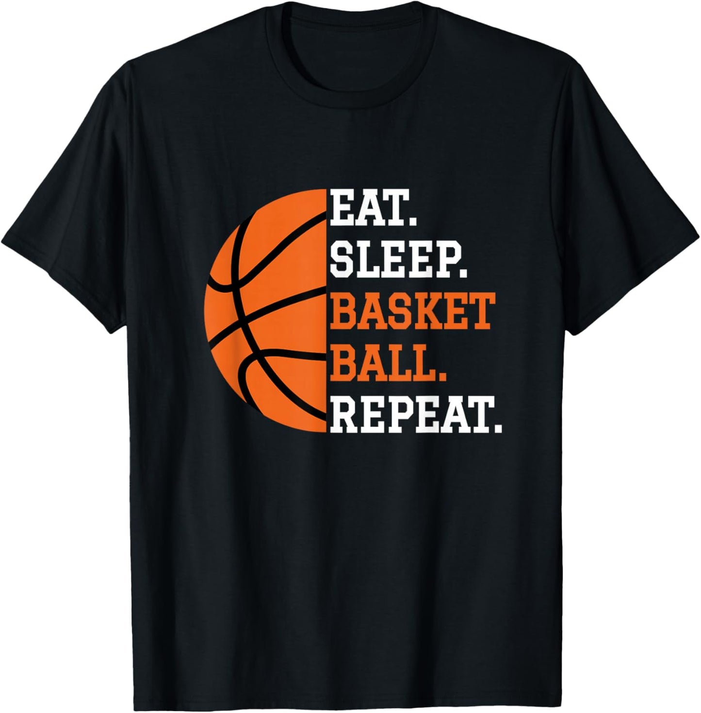 Basketball Player Boy Eat Sleep Basketball Repeat T-Shirt - T-Shirt | Black