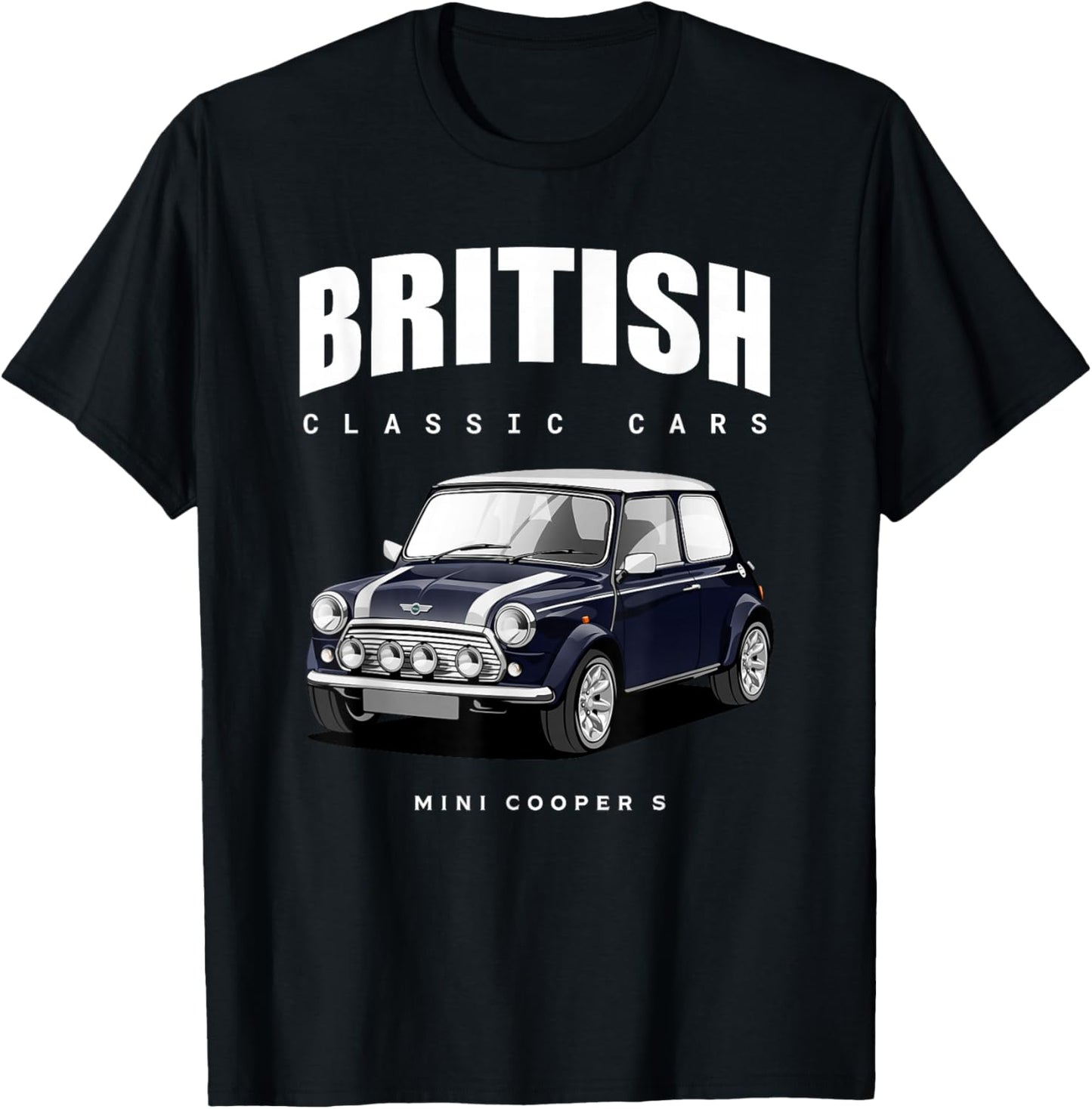 British Classic Car Dark Blue Mini Sports car T-Shirt - T-Shirt | Black
