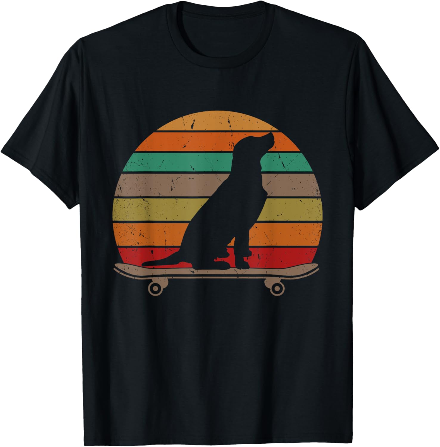 Labrador Retriever Dog on Skateboard Funny Skateboarding Women Kids T-Shirt - T-Shirt | Black