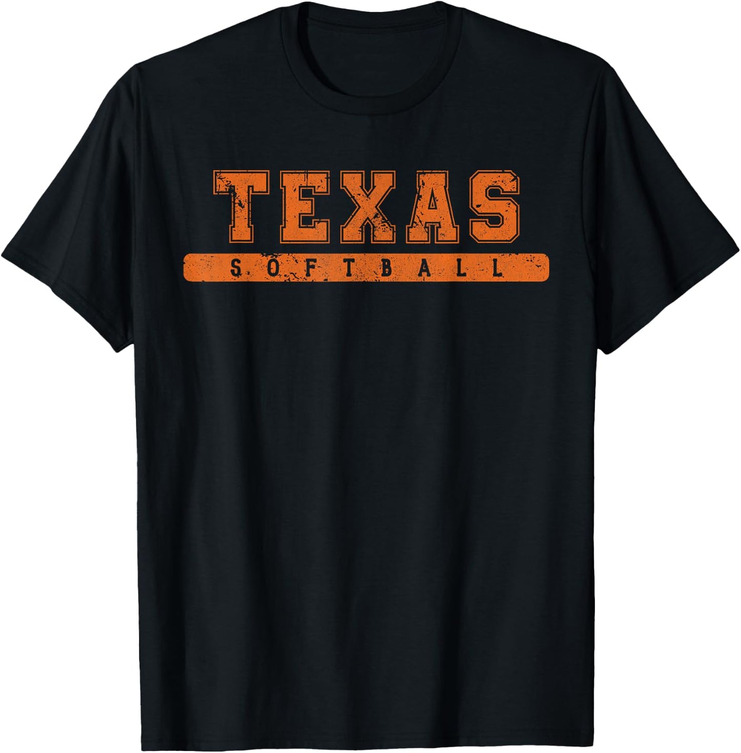 Texas Softball Orange Vintage Text T-Shirt - T-Shirt | Black
