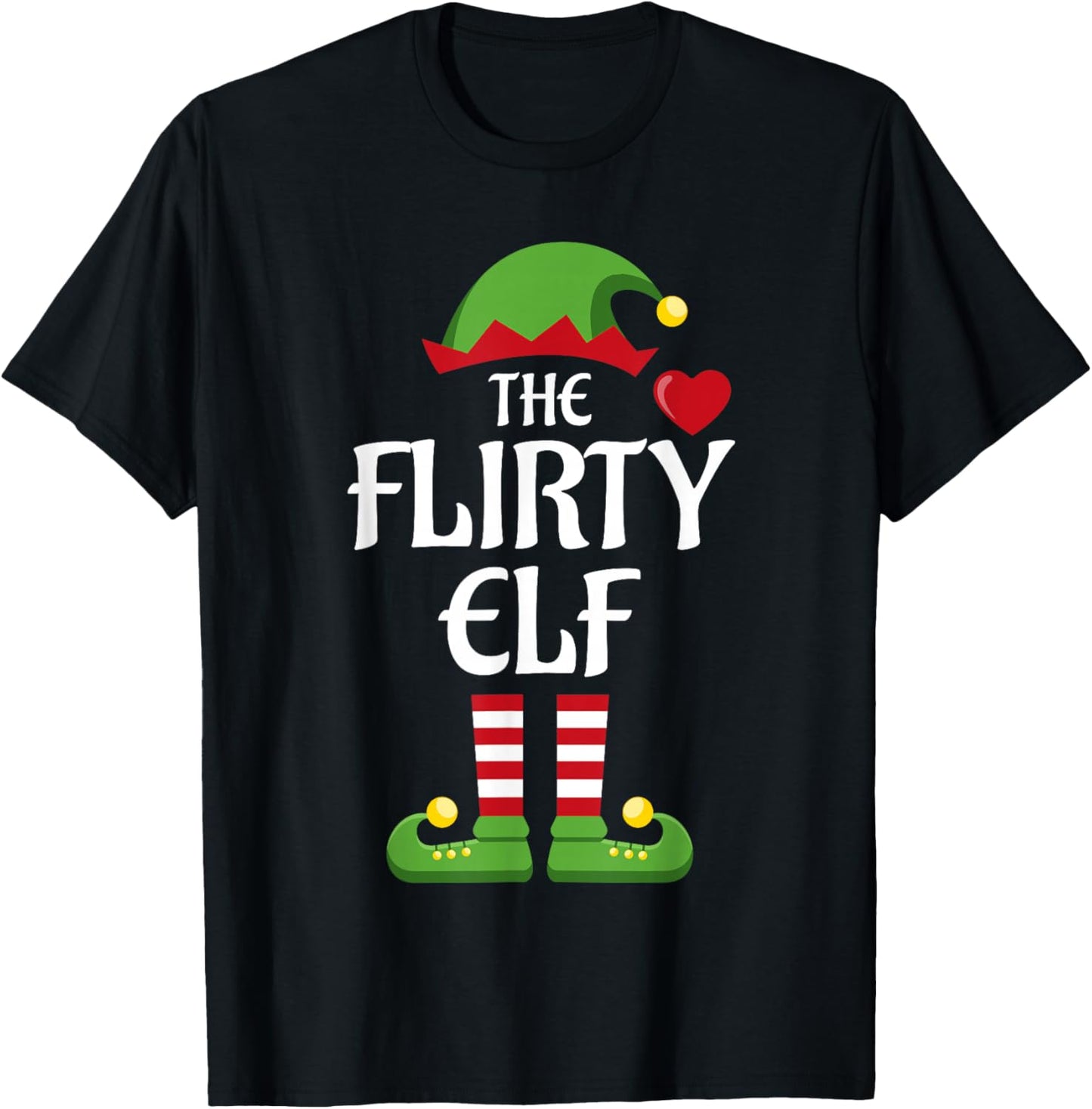 Flirty Elf Family Matching Group Christmas T-Shirt - T-Shirt | Black