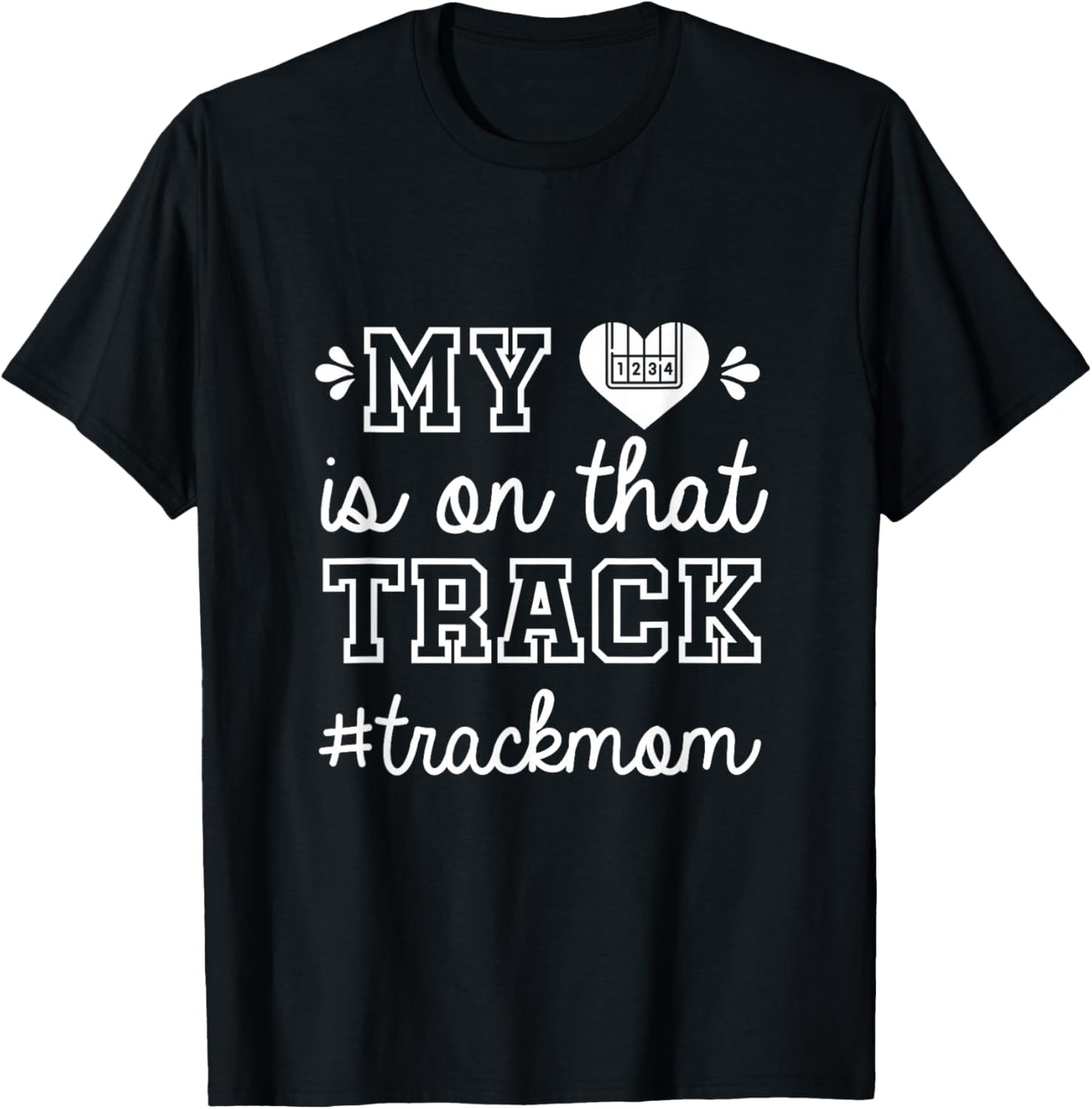 Track Mom My Heart is On That Track Runner Running Mama T-Shirt - T-Shirt | Black