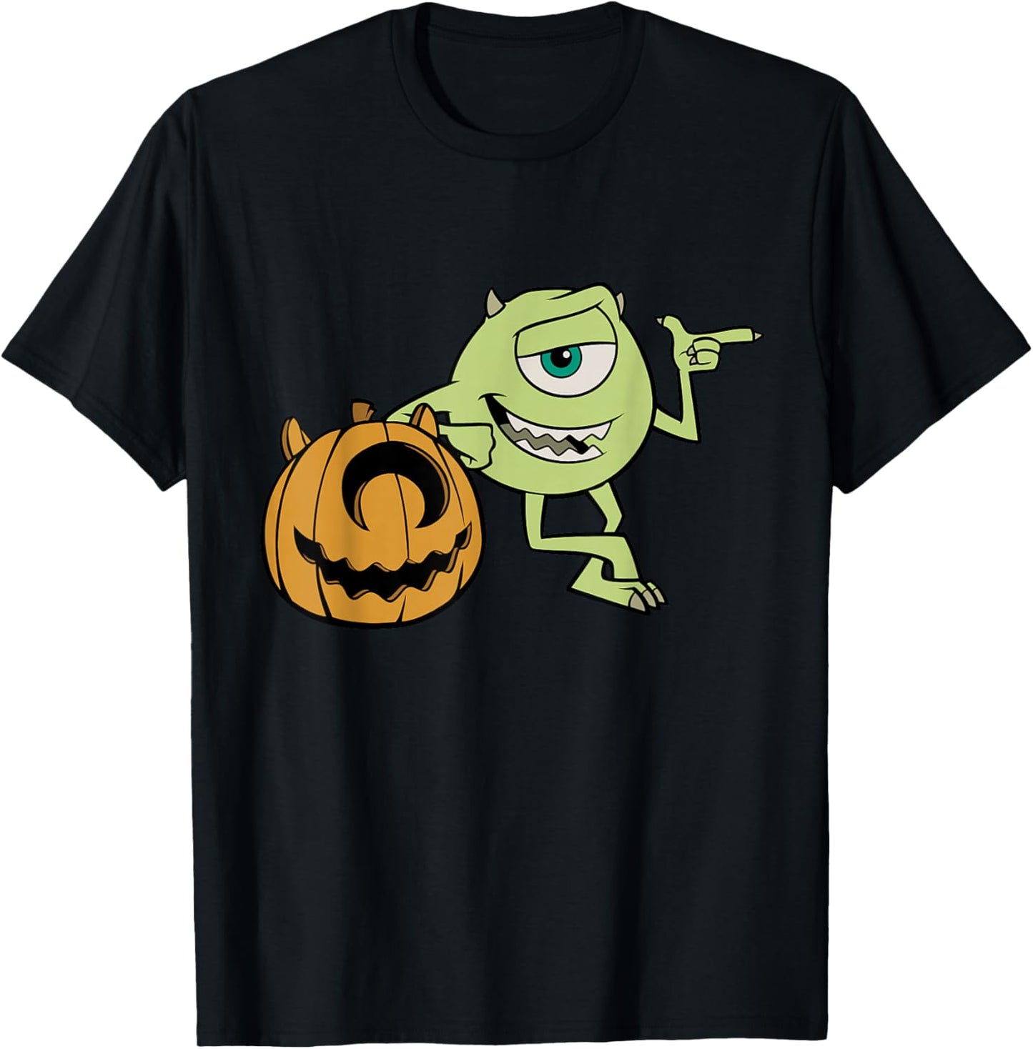 Disney Pixar Mike Halloween Pumpkin Pose T-Shirt - T-Shirt | Black