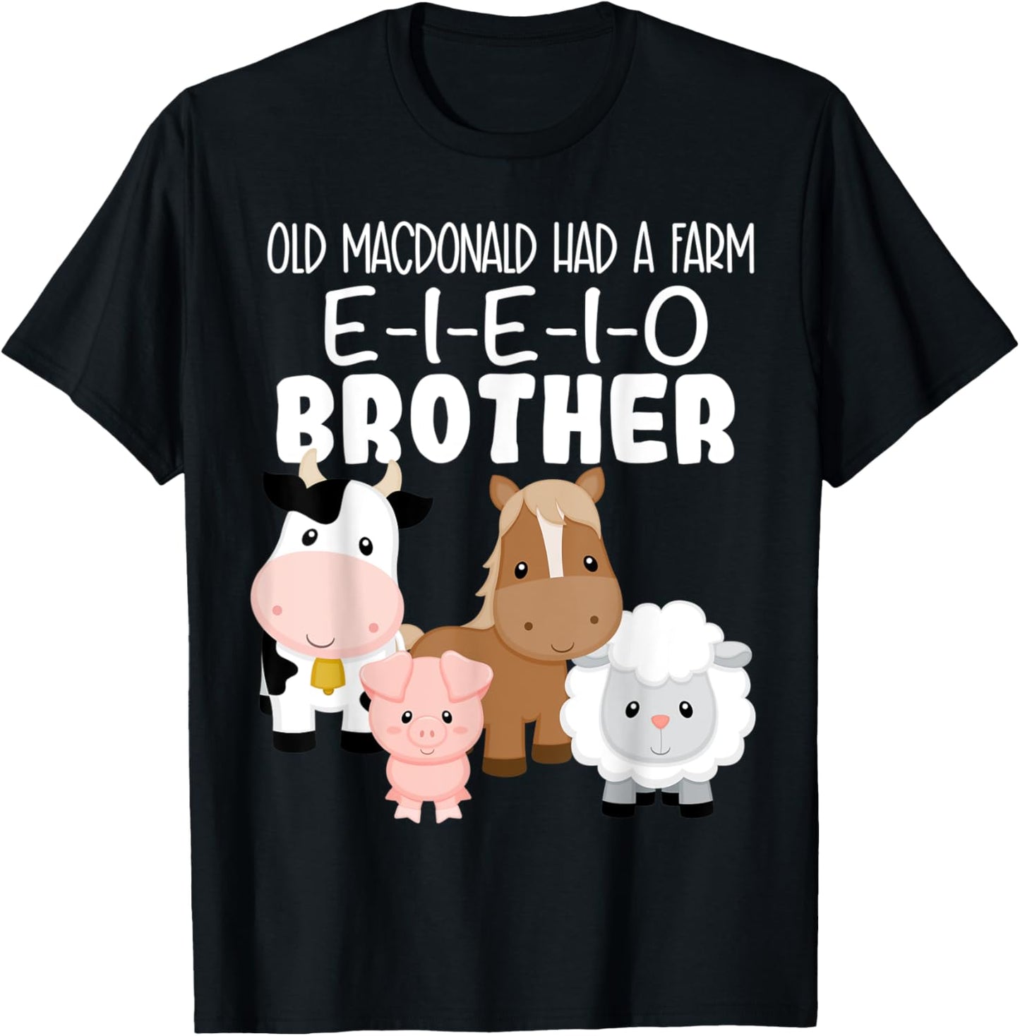 Brother Birthday Old MacDonald Theme Birthday Farm Animals T-Shirt - T-Shirt | Black