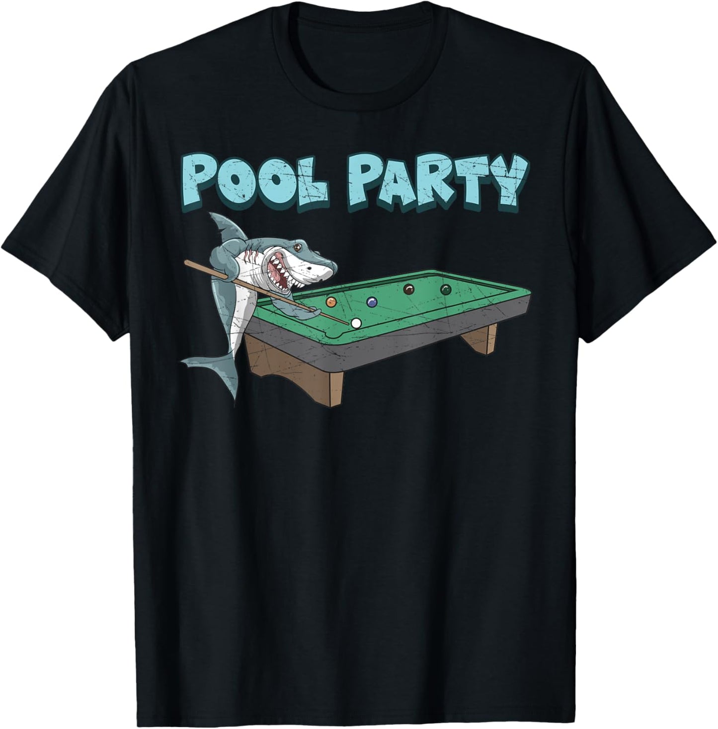 Shark Pool Party Game Billiards Summer Beach Pool Player Men Women Kids T-Shirt - T-Shirt | Black