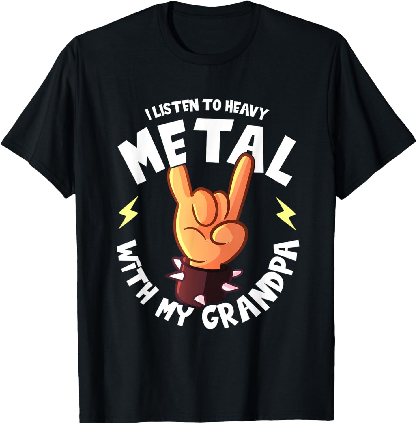 I listen to Heavy Metal with my Grandpa I Funny Kids T-Shirt - T-Shirt | Black