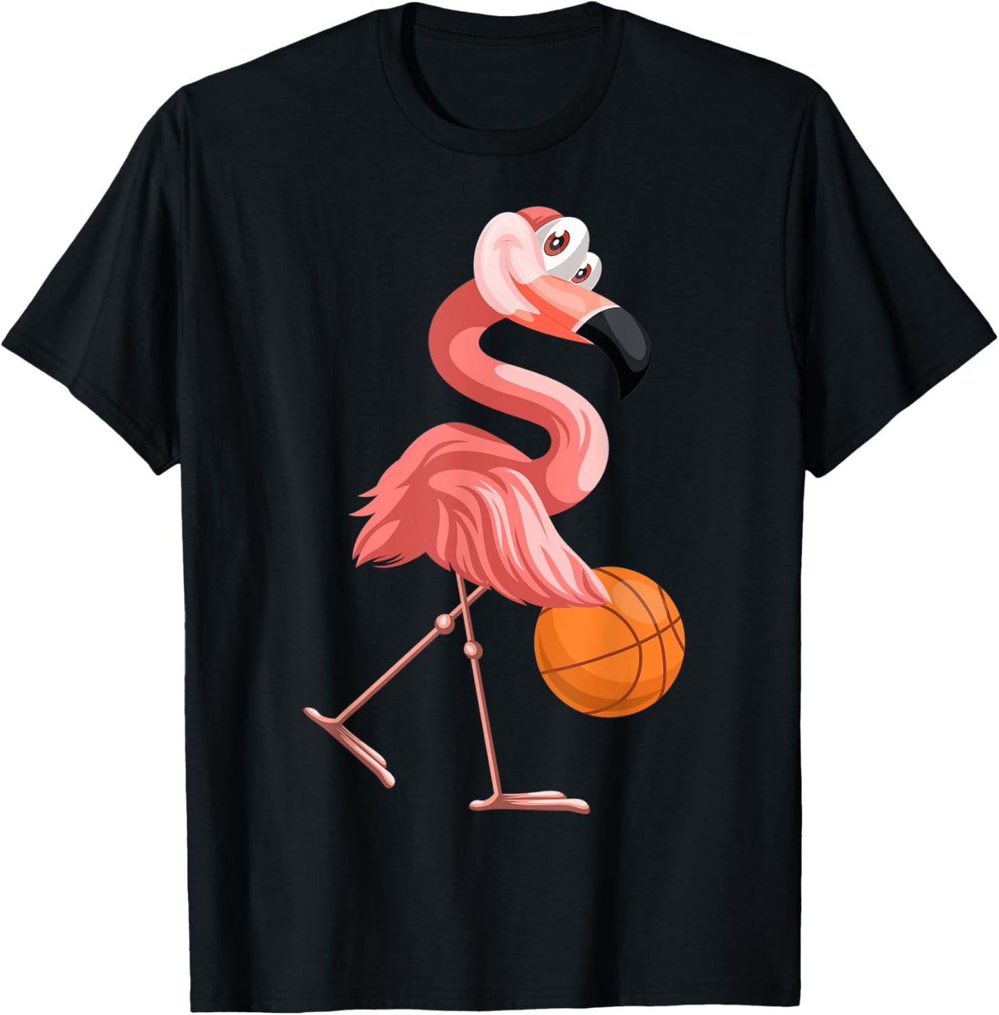Funny Flamingo Playing Basketball Flamingo Basketball T-Shirt - T-Shirt | Black