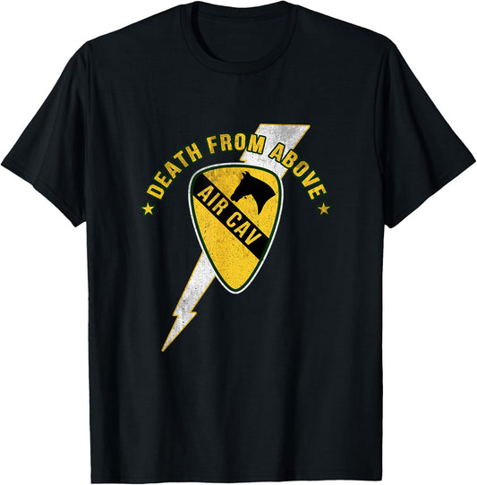 Air Cavalry Helicopter Badge 1st Cavalry Division Veteran T-Shirt - T-Shirt | Black