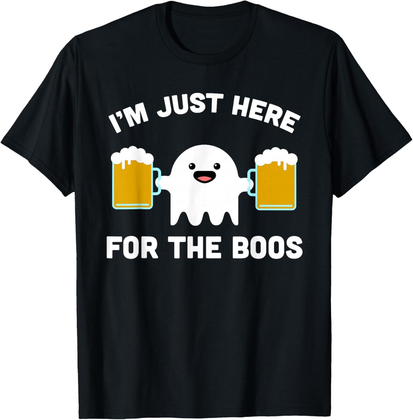 Bartender Halloween Costume Funny Ghost Here For The Boos T-Shirt - T-Shirt | Black