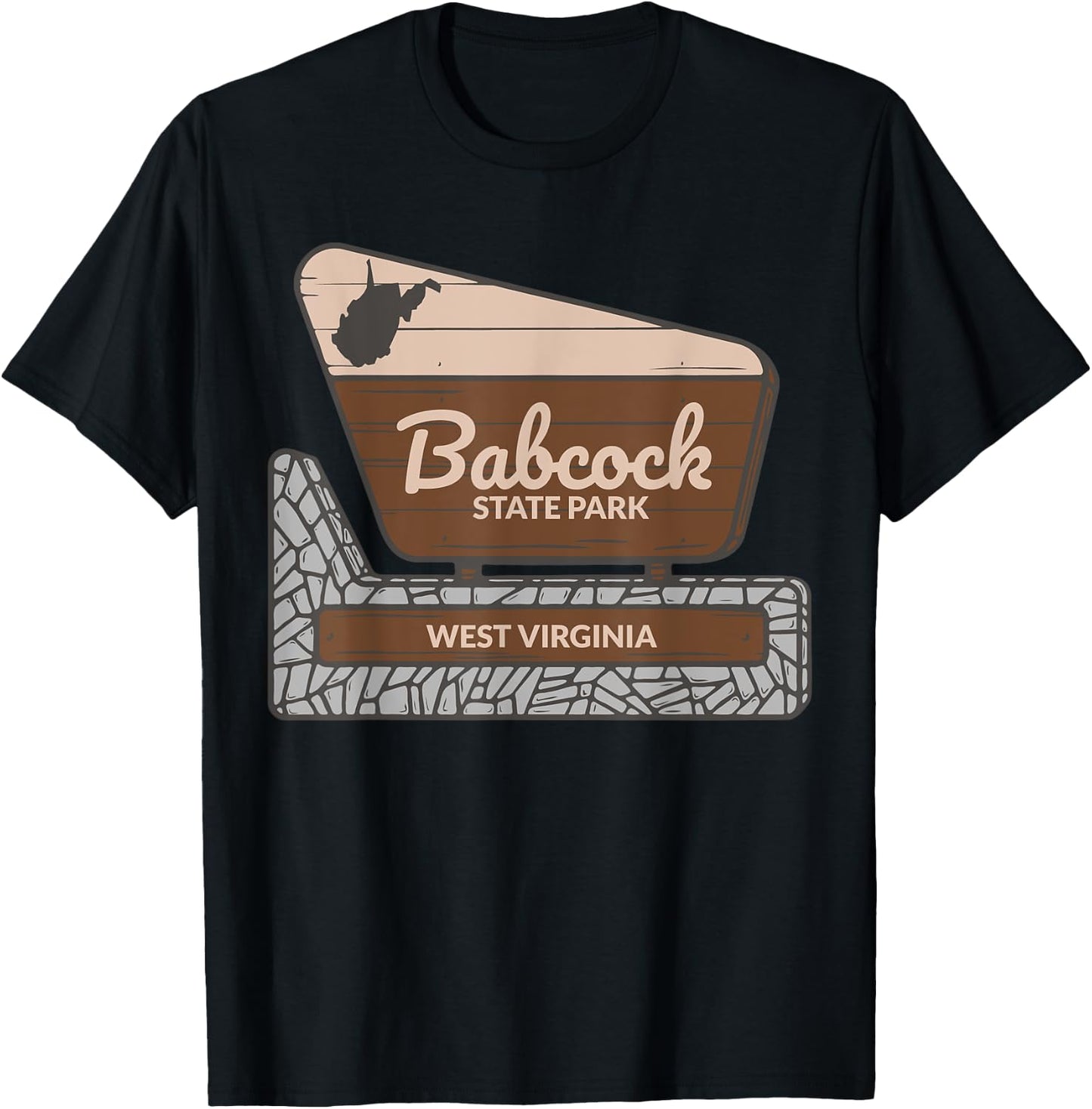 Babcock State Park West Virginia Welcome Sign Souvenir T-Shirt - T-Shirt | Black