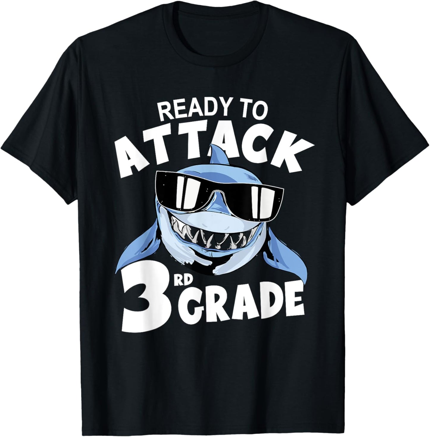 Ready to Attack 3rd Grade Shark School Boy Back To School T-Shirt - T-Shirt | Black