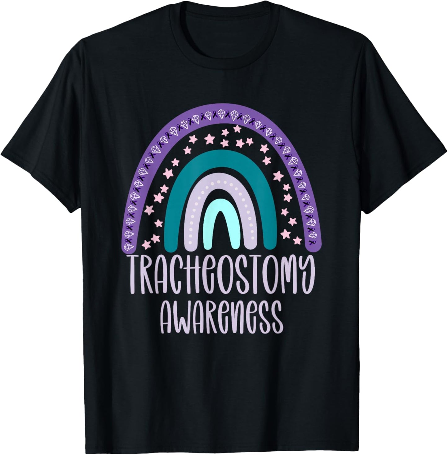 Tracheostomy Awareness Trach Awareness Rainbow T-Shirt - T-Shirt | Black