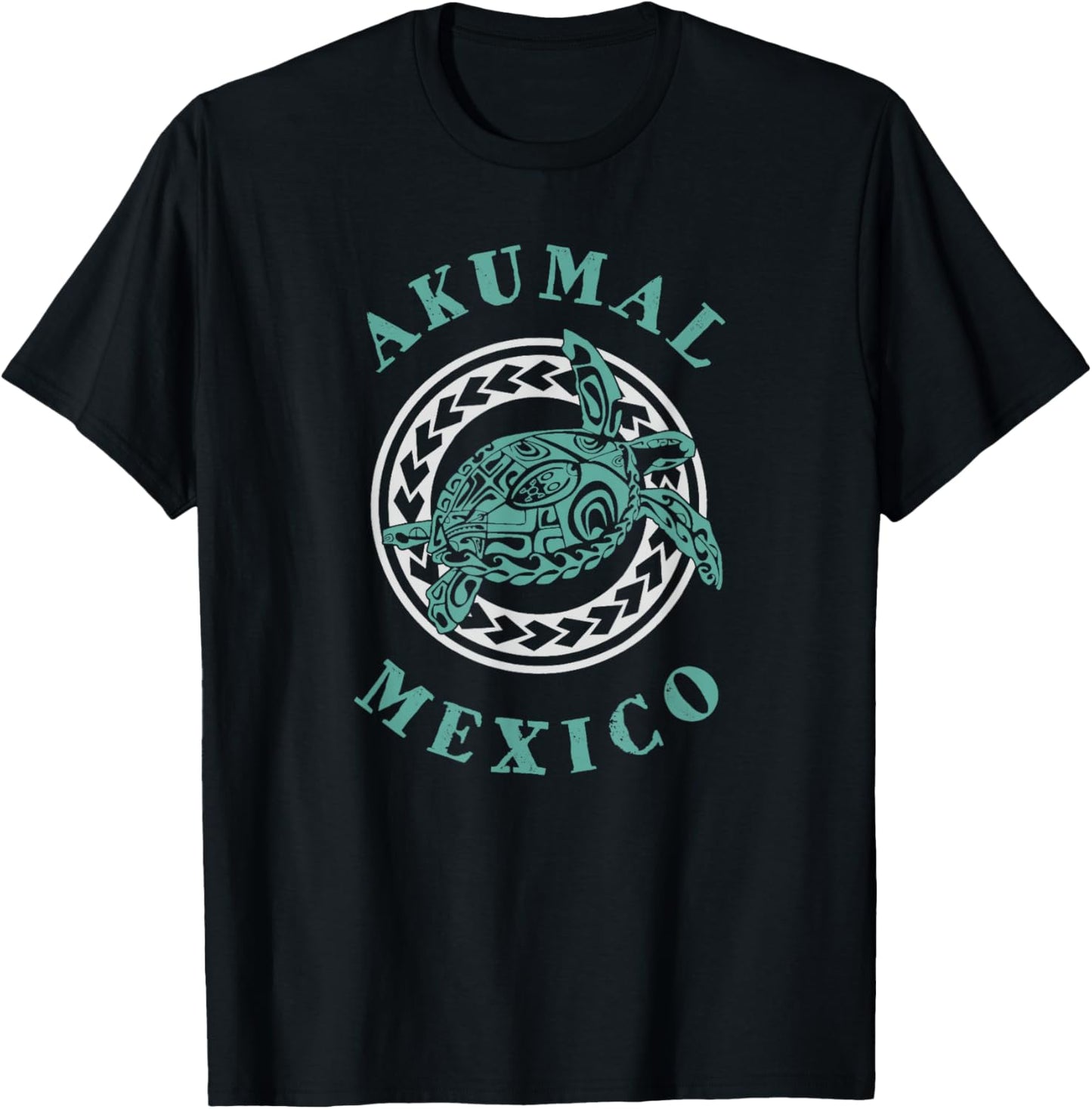 Akumal Mexico Tribal Tattoo Sea Turtle T-Shirt - T-Shirt | Black