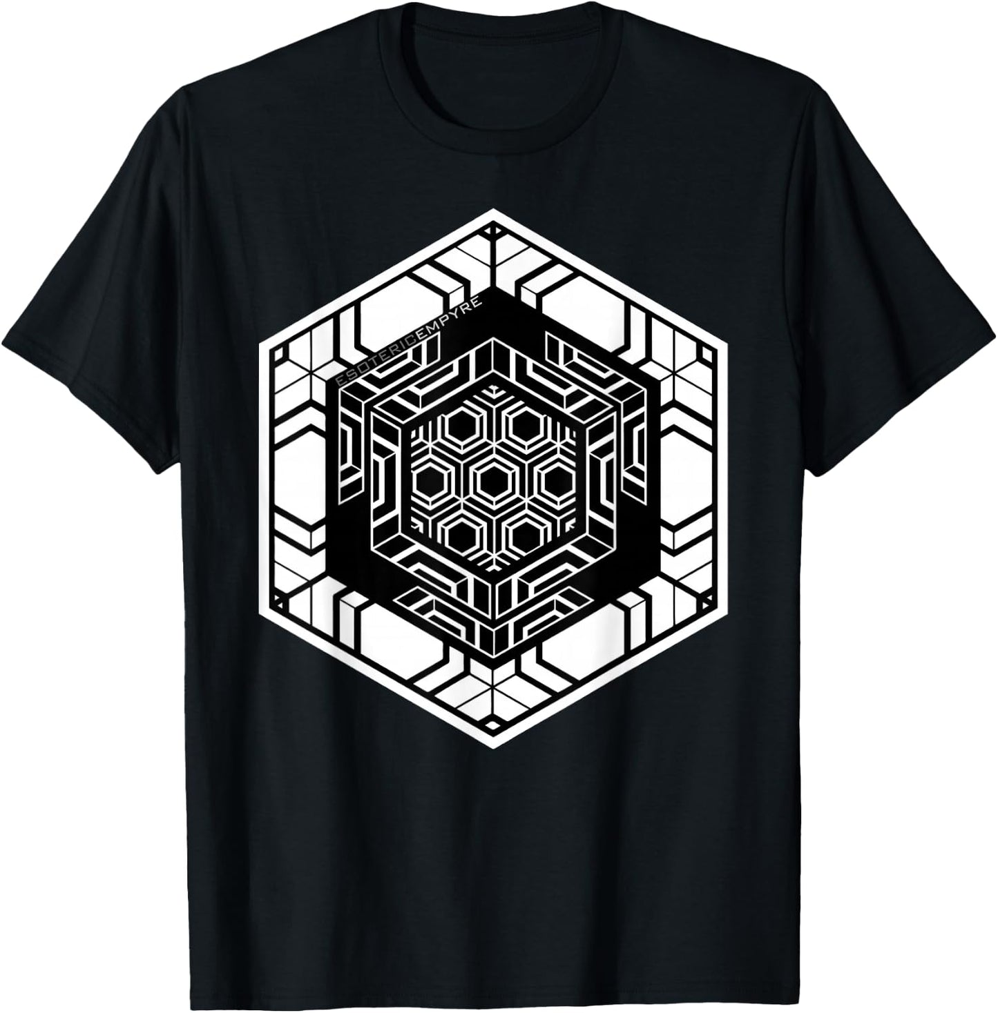 Sacred Geometry Hexagon Geometric Pattern T-Shirt - T-Shirt | Black