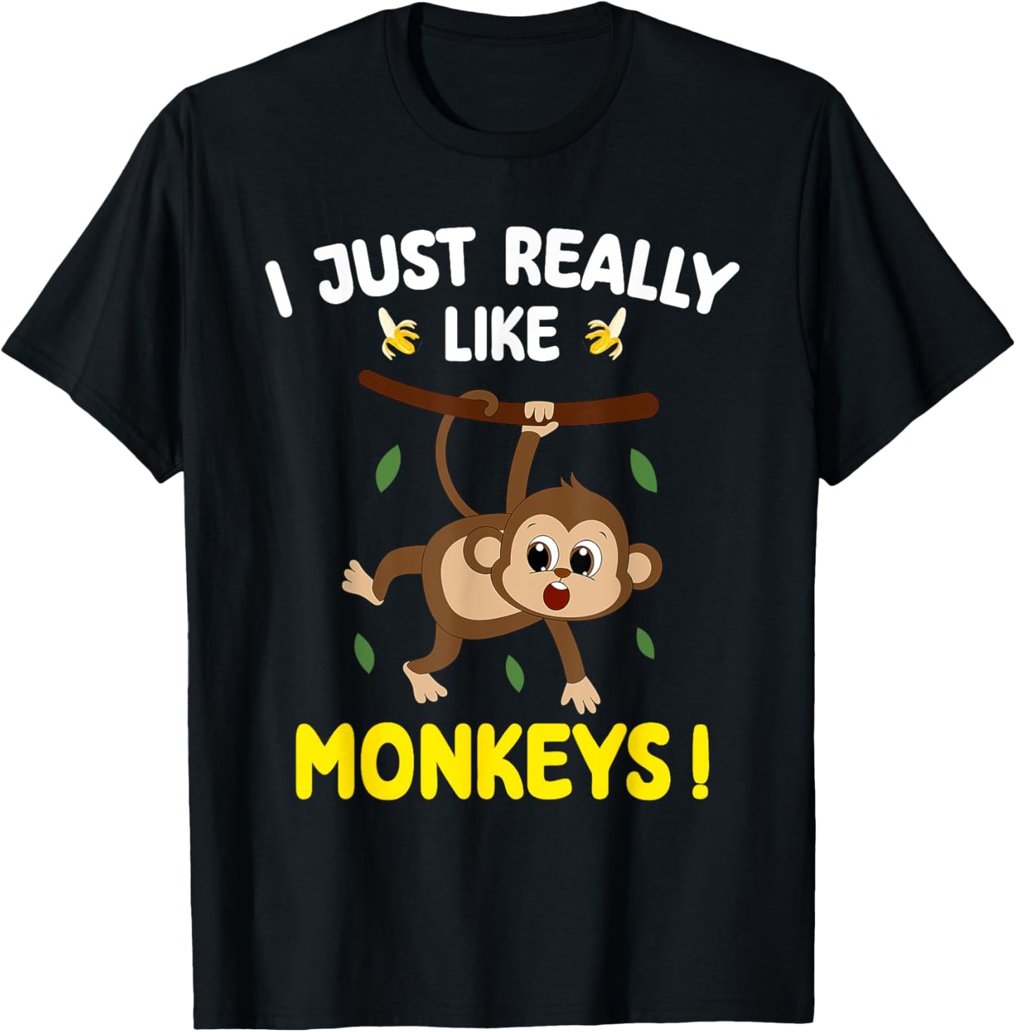 I Just Really Like Monkeys Cute Monkey toddler boy kids T-Shirt - T-Shirt | Black