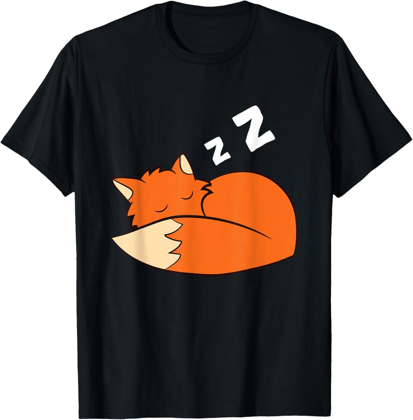 Tired Fox Pajama Love Foxes Cute Sleeping Fox T-Shirt - T-Shirt | Black