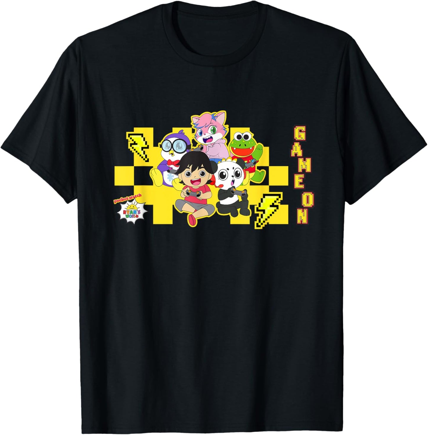 RYAN'S WORLD Game On - -Kids & Adults - Black - Small T-Shirt - T-Shirt | Black