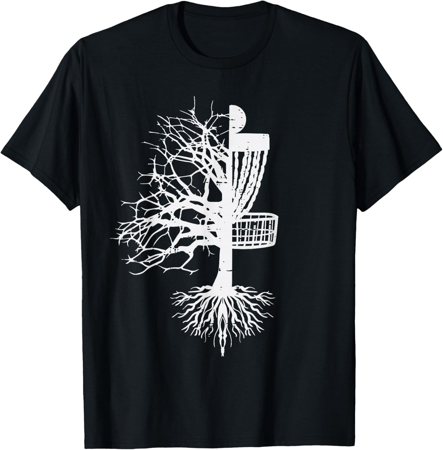 Half Disc Golf Basket Tree Funny Frisbee Frolf Men Women Kid T-Shirt - T-Shirt | Black
