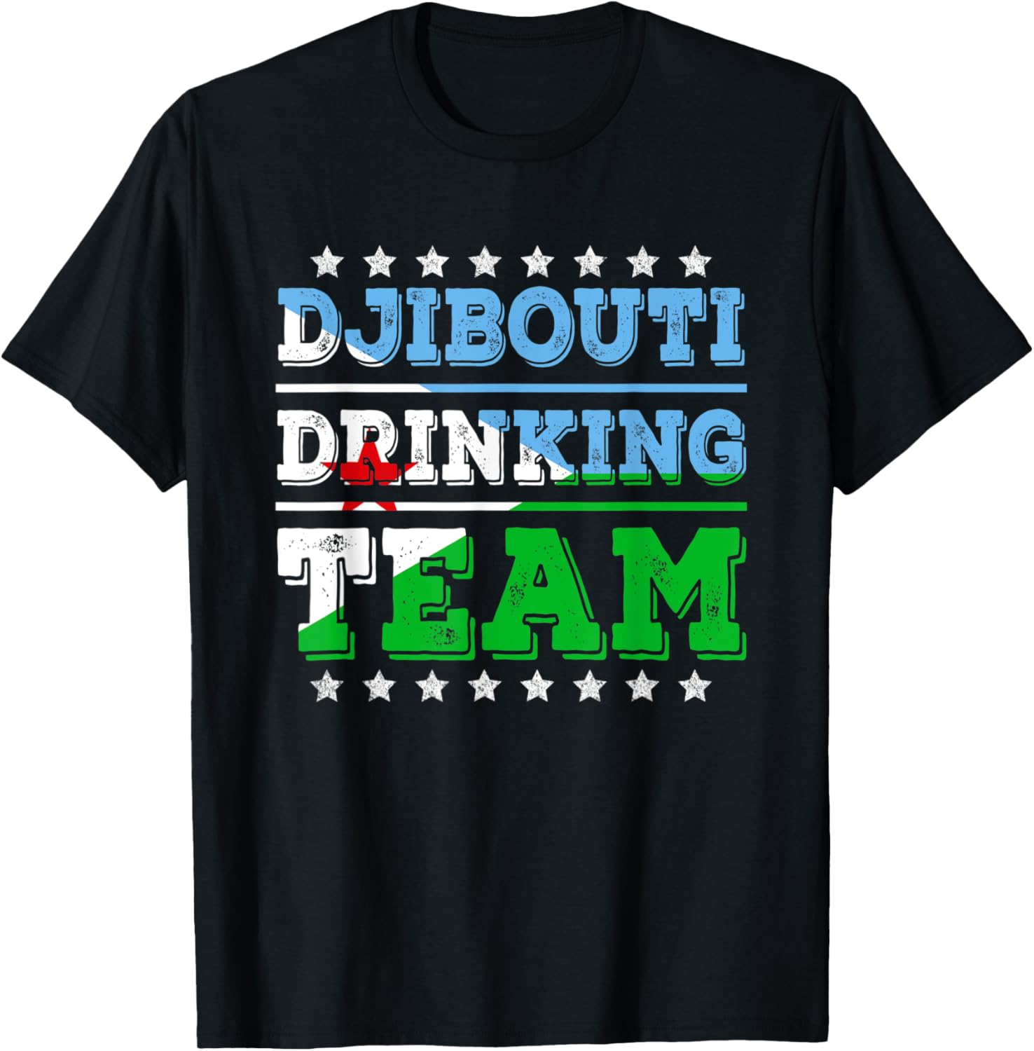 Djibouti Drinking Team Djibouti Flag Funny Drinking T-Shirt - T-Shirt | Black