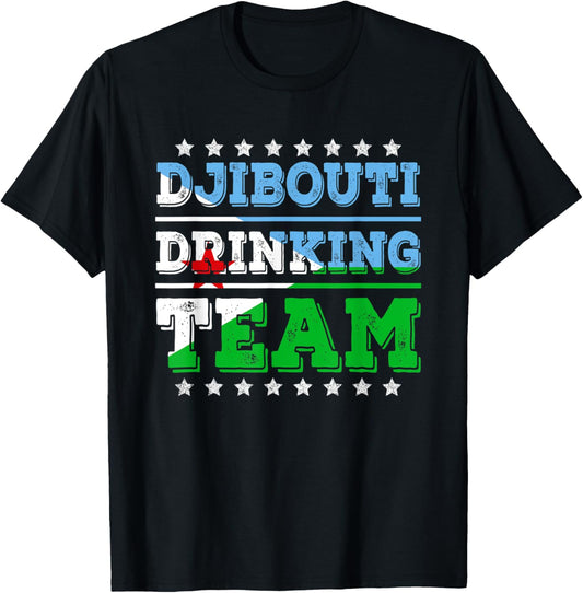 Djibouti Drinking Team Djibouti Flag Funny Drinking T-Shirt - T-Shirt | Black