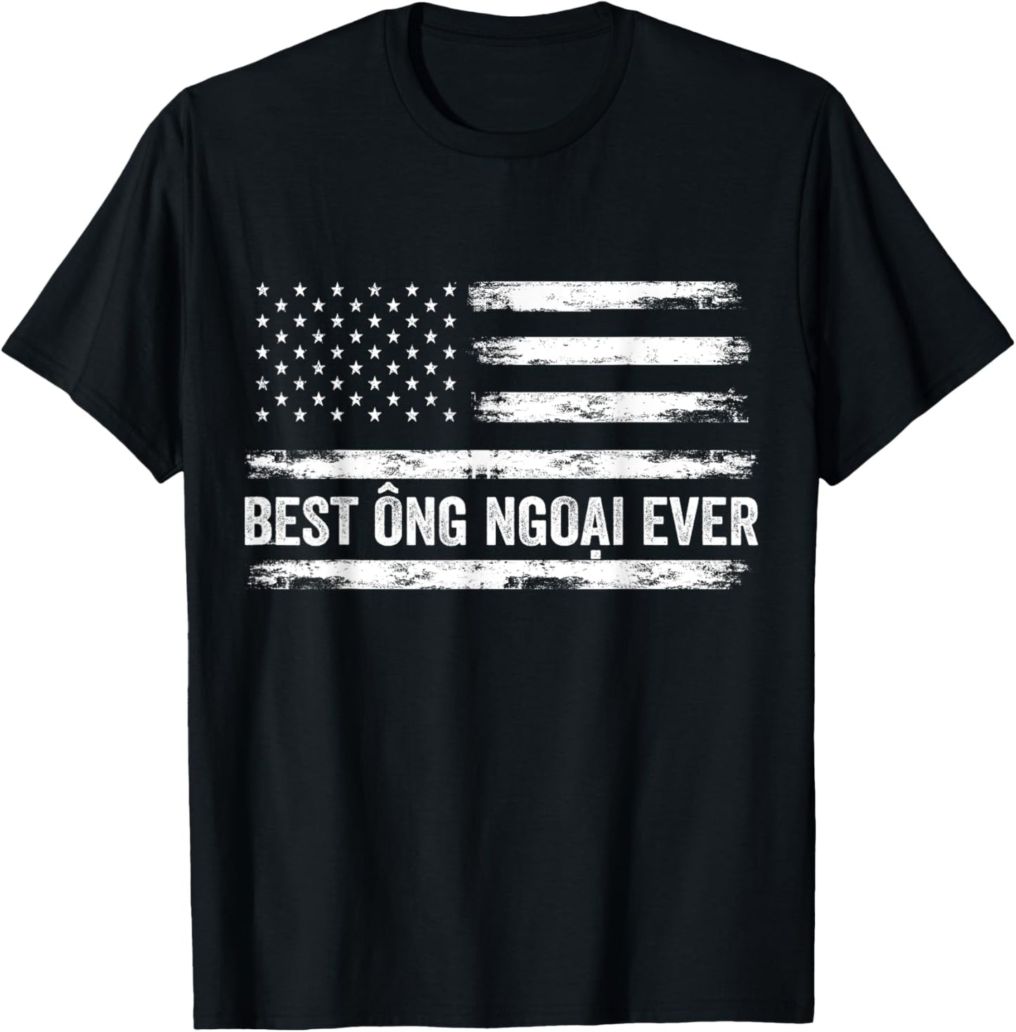 World's Best Ong Ngoai Ever - USA Flag Vietnamese Grandpa Kids Men T-Shirt - T-Shirt | Black