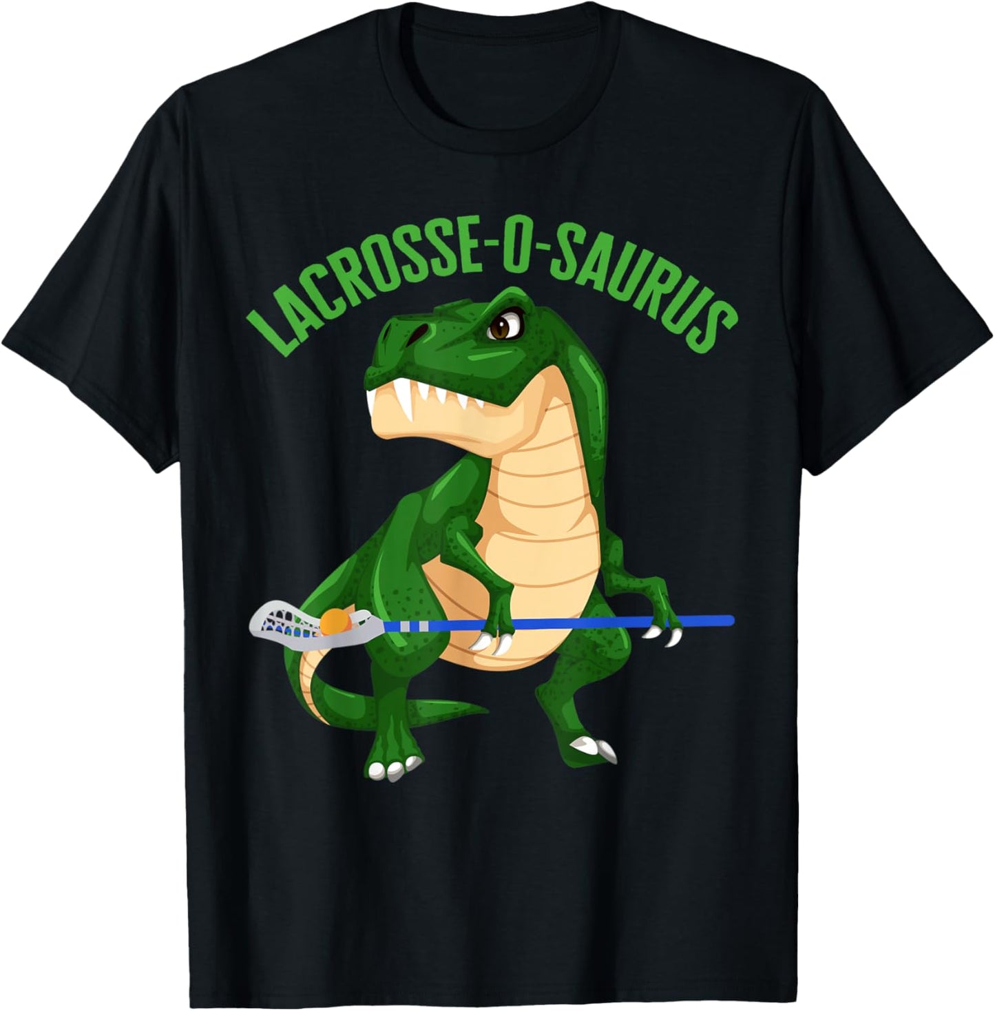 Lacrosse-O-Saurus Gear Champ Goal Laxer Lax Laxing Lacrosse T-Shirt - T-Shirt | Black
