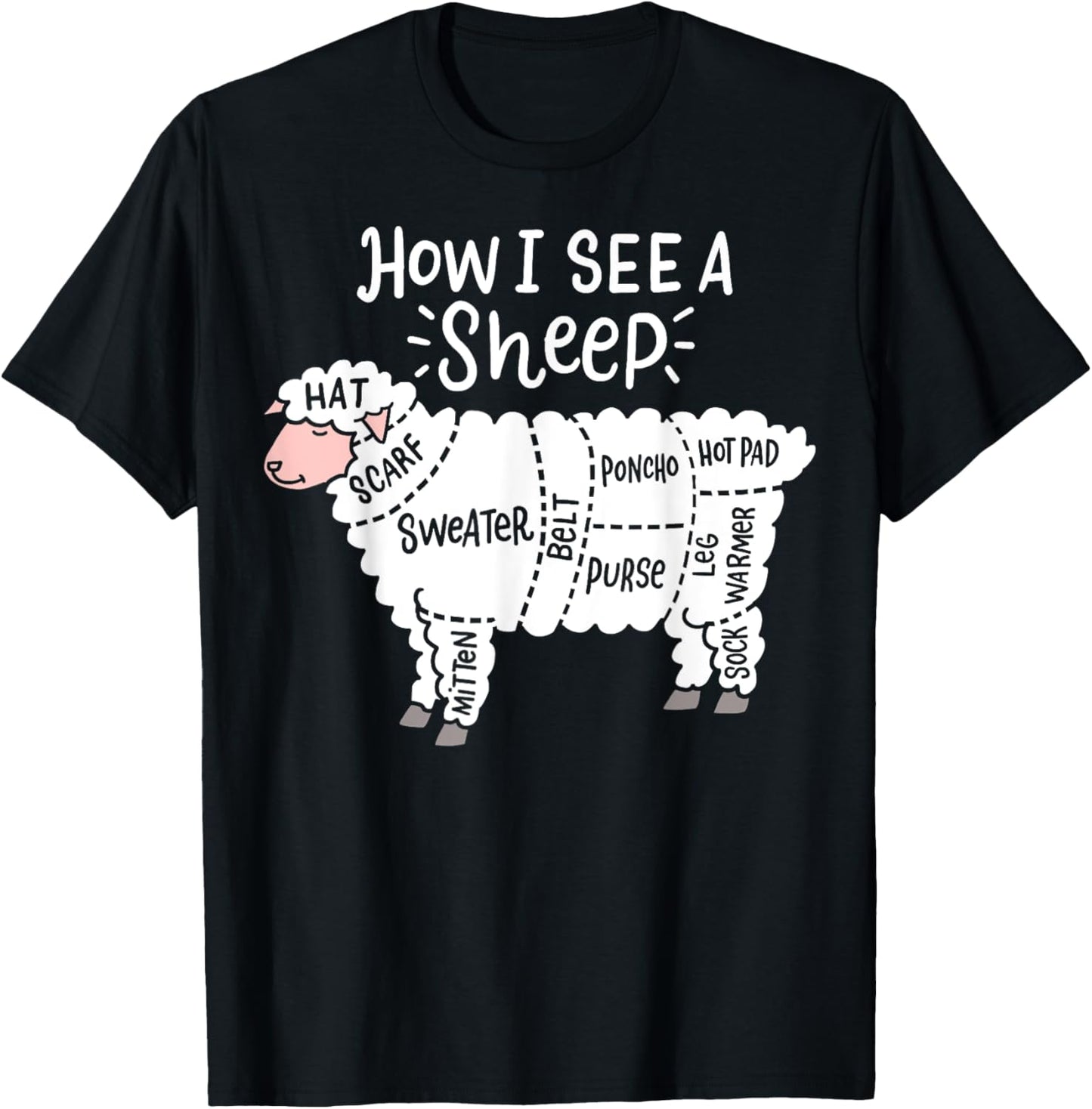 Knitting How I See A Sheep Yarn Wool Knitter Sewing Quilter T-Shirt - T-Shirt | Black