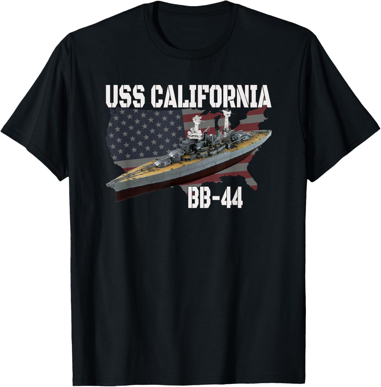 WW2 American Battleship USS California BB-44 Warship Veteran T-Shirt - T-Shirt | Black