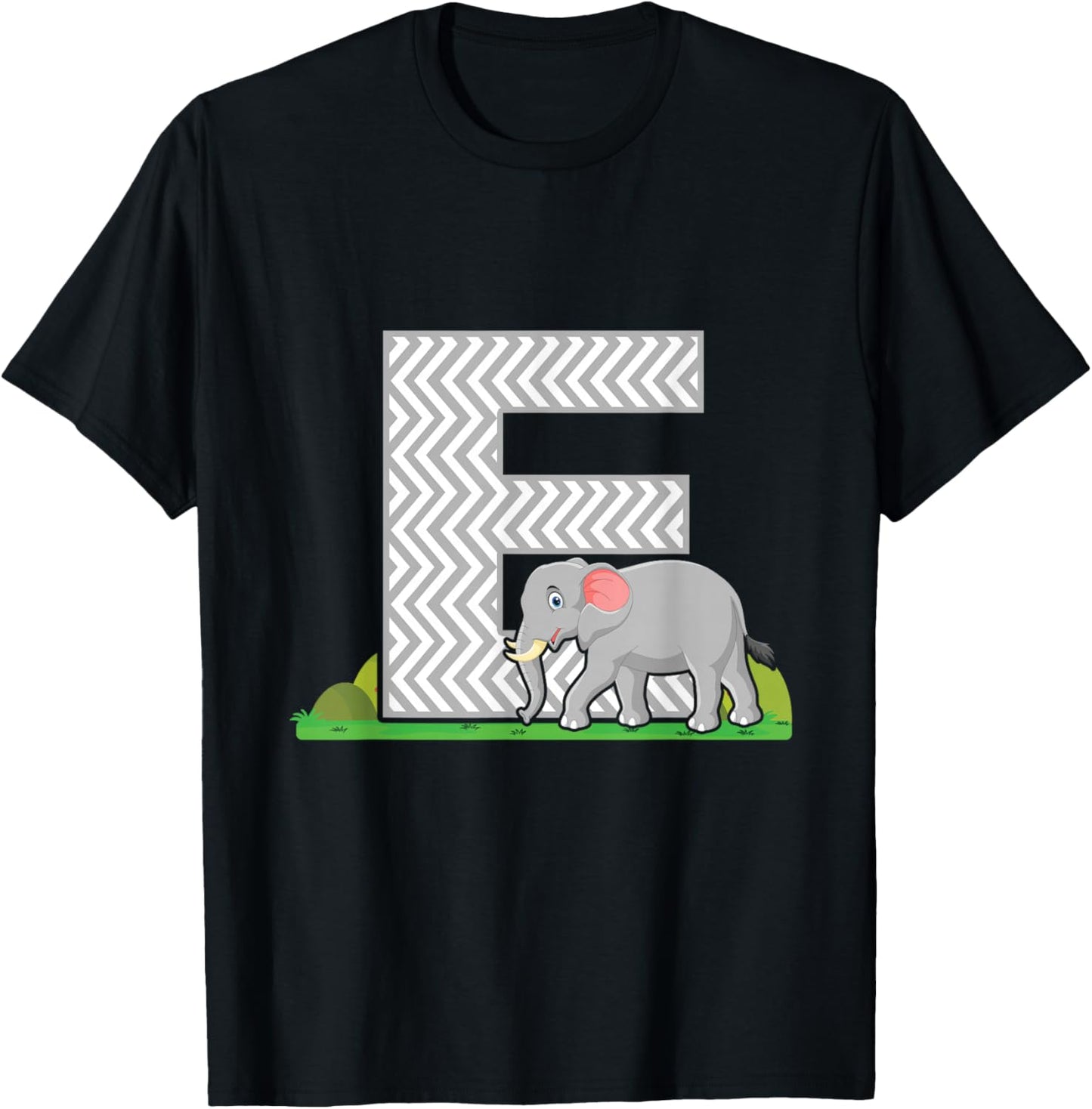 Letter E Elephant Alphabet Last Name Vowel Initials Animals T-Shirt - T-Shirt | Black