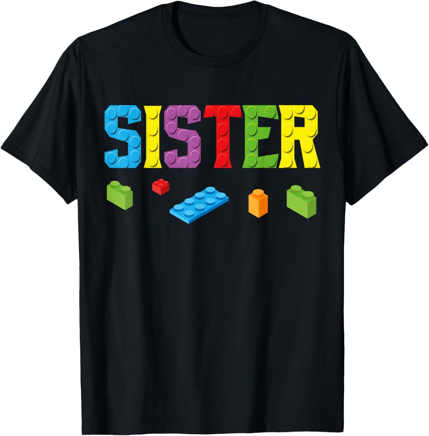 Sister Master Builder Building Bricks Blocks Family Set Girl T-Shirt - T-Shirt | Black