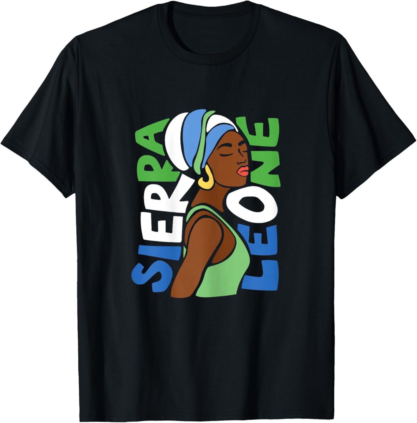 Sierra Leone Flag Ethnic African Heritage Black Woman Africa T-Shirt - T-Shirt | Black