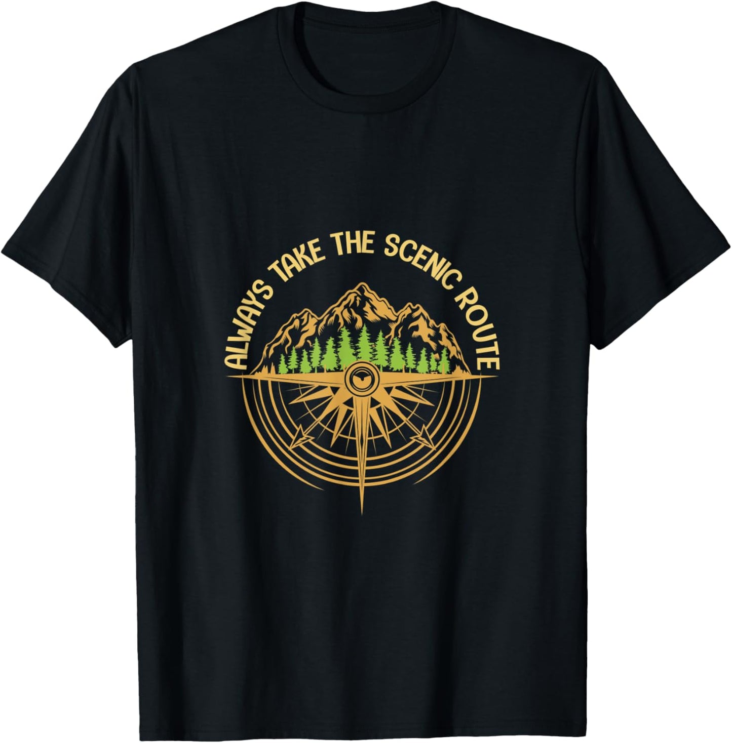 Always Take The Scenic Route - Hiking T-Shirt - T-Shirt | Black