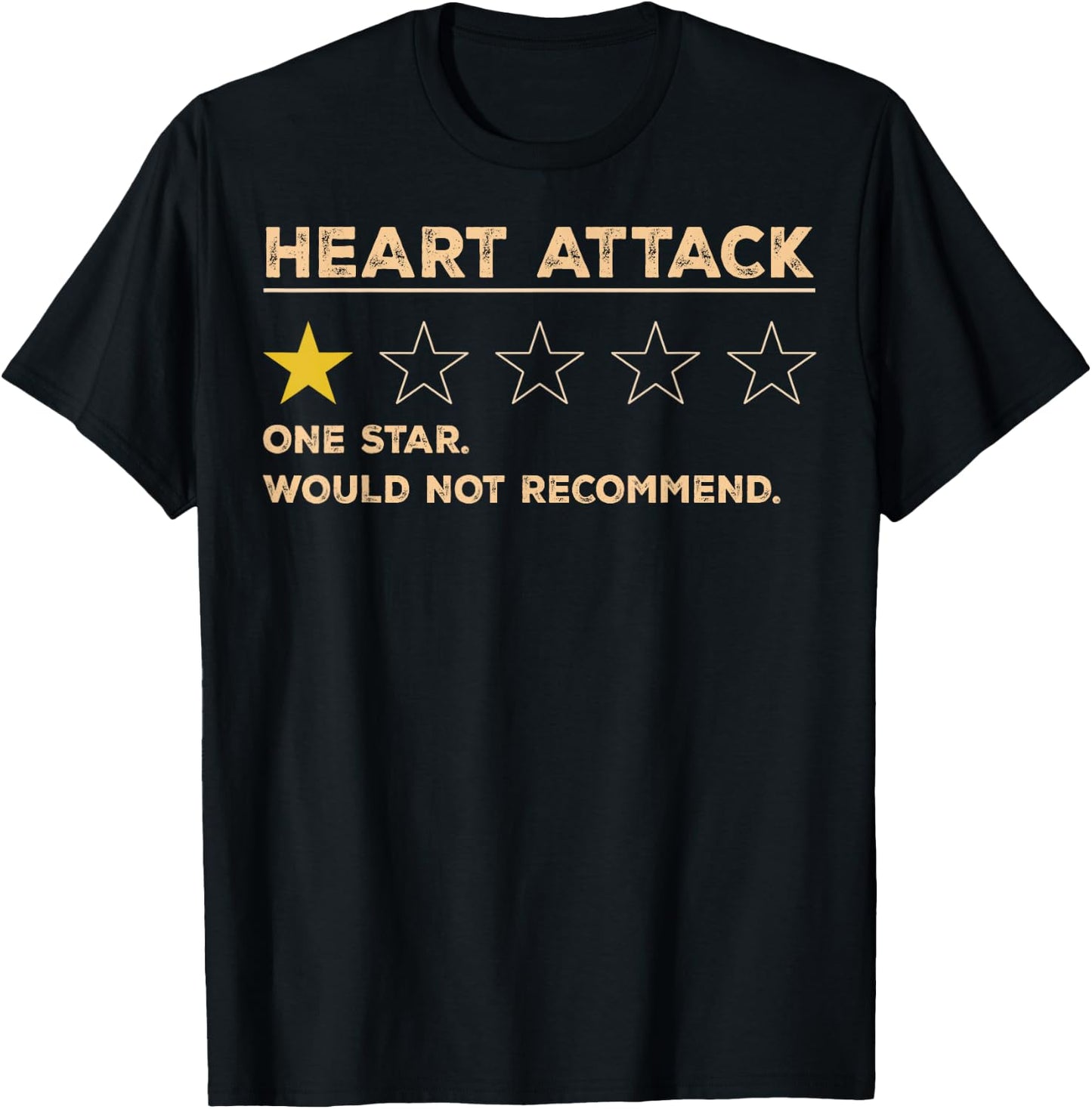 Heart Attack One Star Rating T-Shirt - T-Shirt | Black