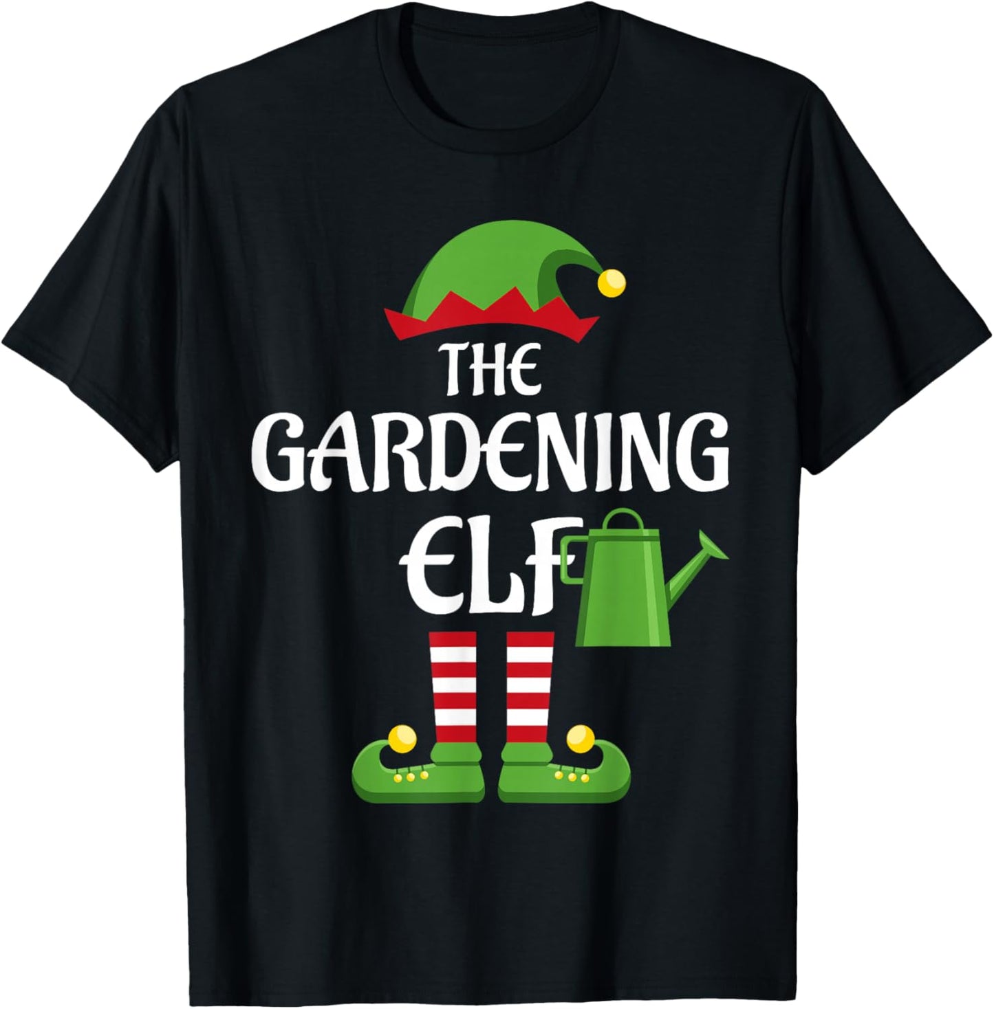 Gardening Elf Family Matching Group Christmas T-Shirt - T-Shirt | Black